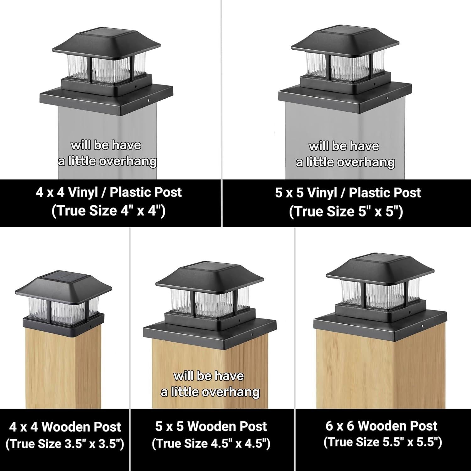 Dynaming Solar Flame Post Cap Lights Outdoor, Solar Powered Fence Post Light, Flickering Flame LED Lantern Lamps Waterproof for Garden Deck Patio, Fit 4x4, 5x5 or 6x6 Vinyl/Wooden Posts, 8 Pack