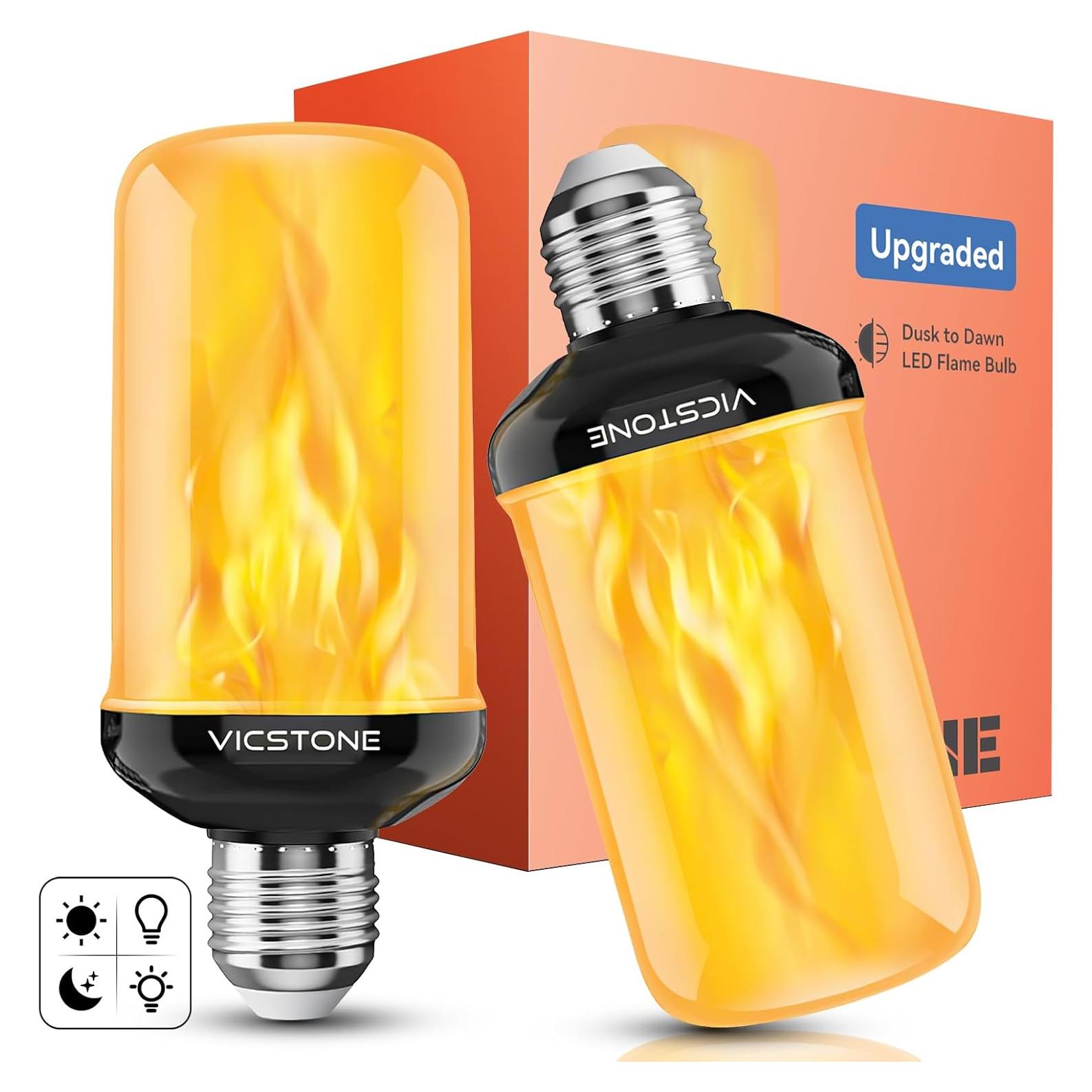 Bombillas LED de Llama Vicstone E26 Dusk to Dawn 2 Pzas