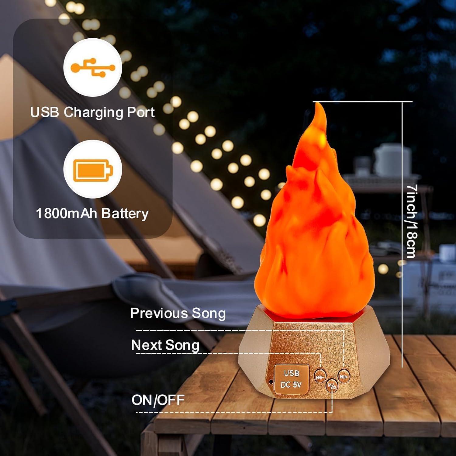 Altavoz Bluetooth LIDORE con Luz Nocturna Efecto Llama - 2 Paquete