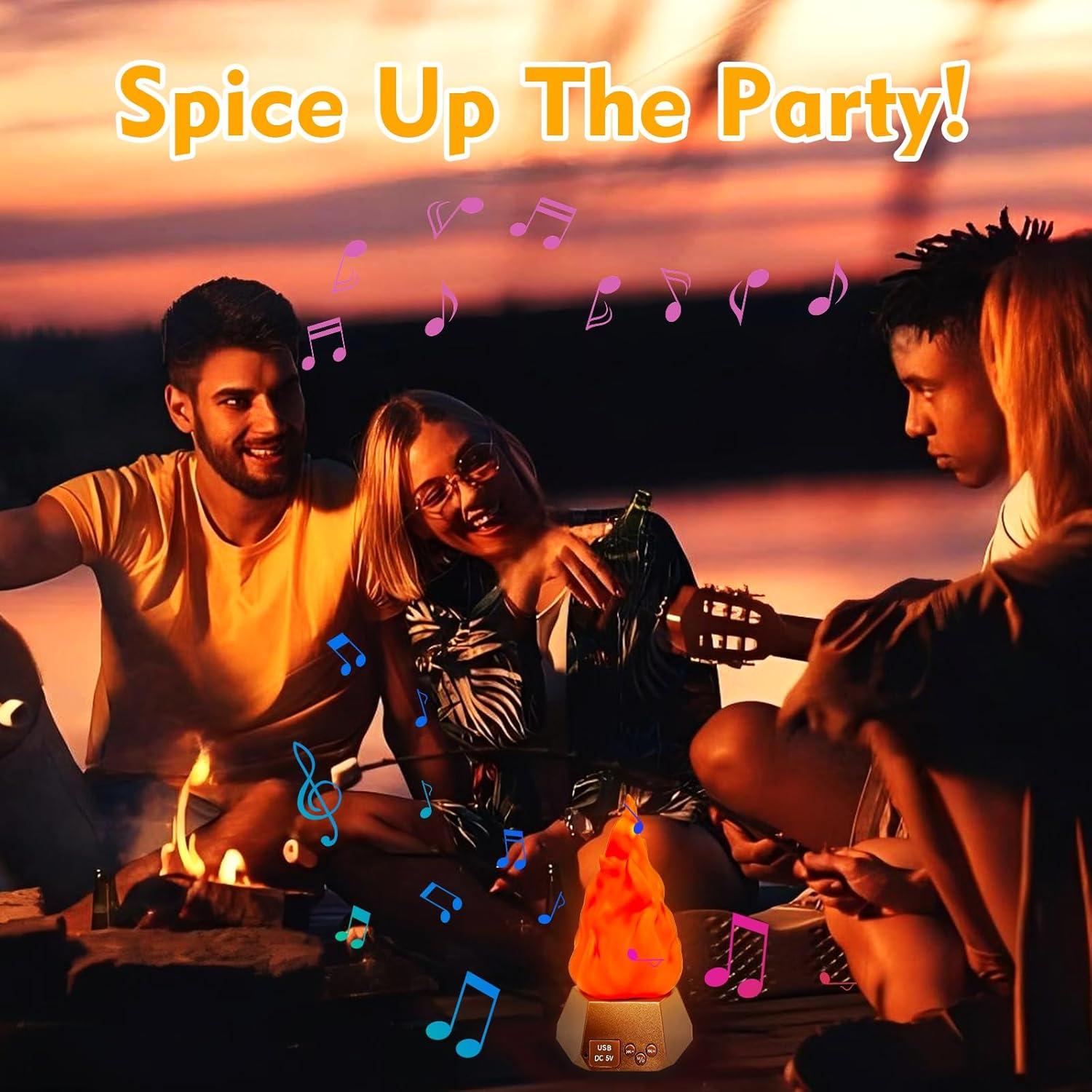 Altavoz Bluetooth LIDORE con Luz Nocturna Efecto Llama - 2 Paquete