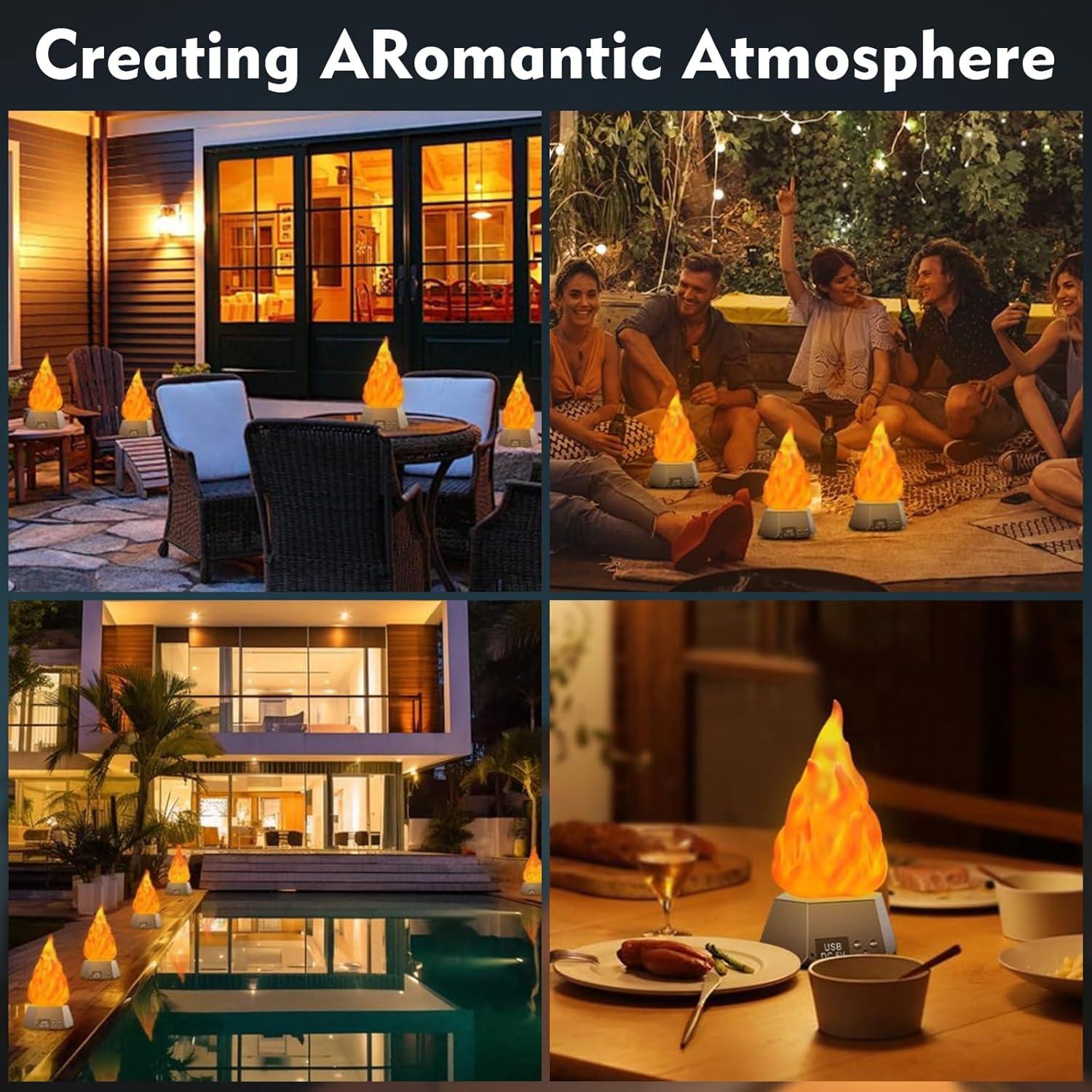 Altavoz Bluetooth LIDORE con Luz Nocturna Efecto Llama - 2 Paquete