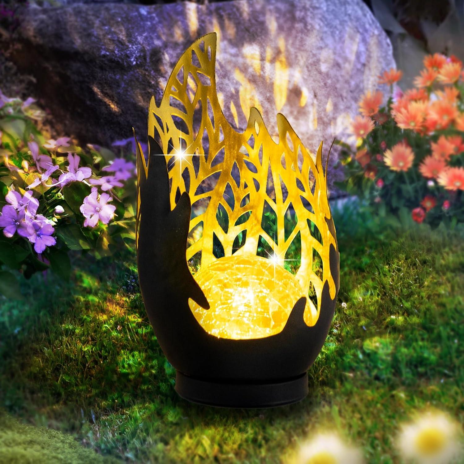 Luz Solar Decorativa Huaxu Efecto Llama Gris 28 cm