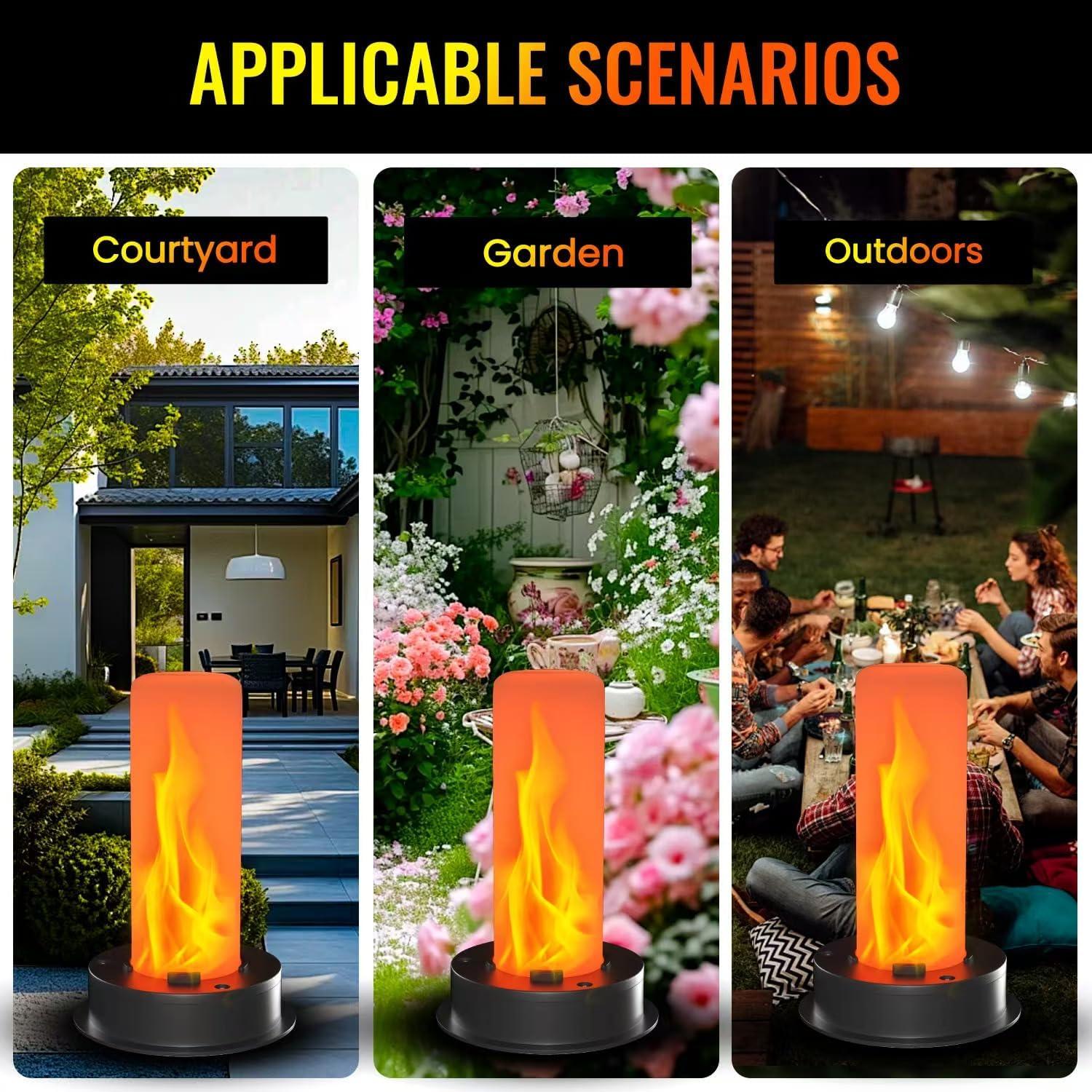 Paquete de 2 tapas de luz solar Babineto con llama LED 8.51 cm