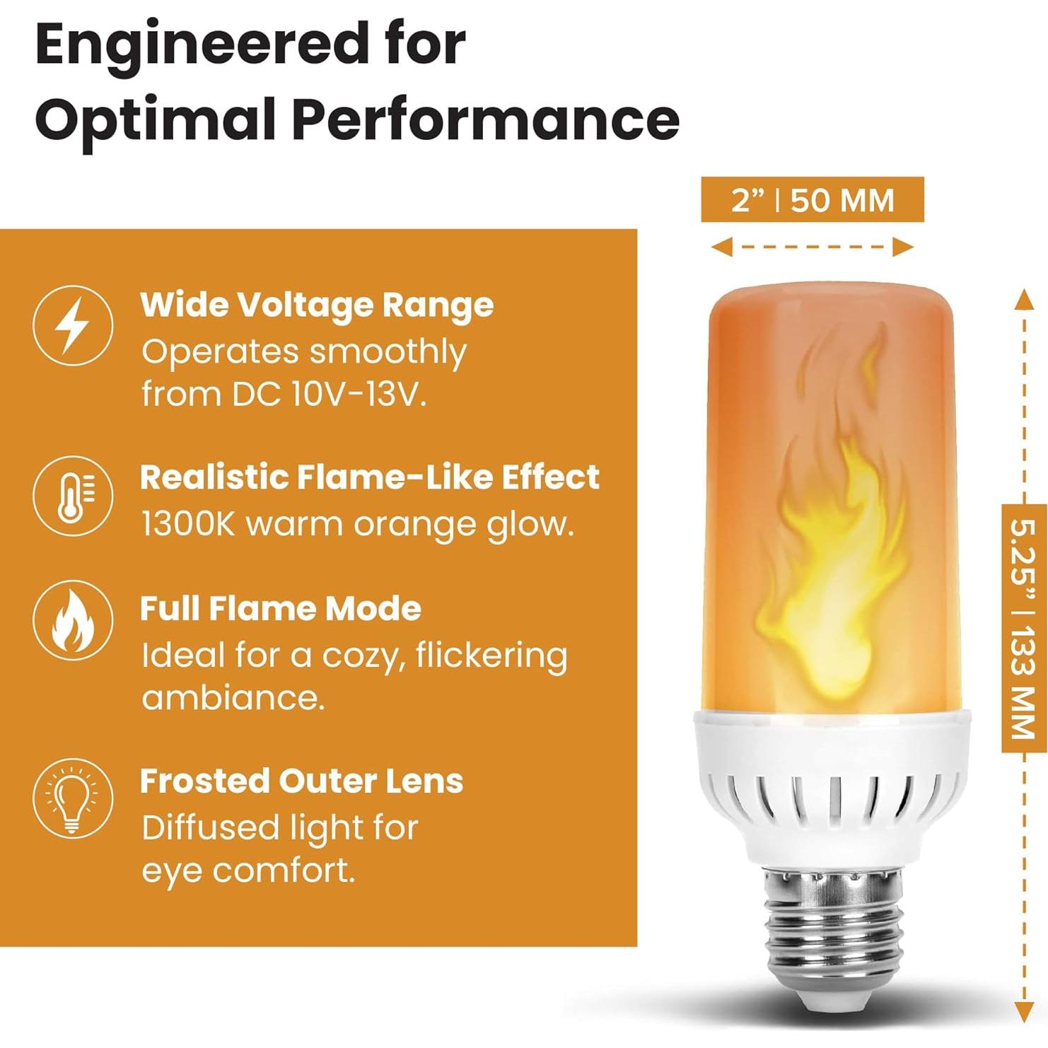 Bombilla LED Efecto Llama Ámbar 12V 4W 12Vmonster E26