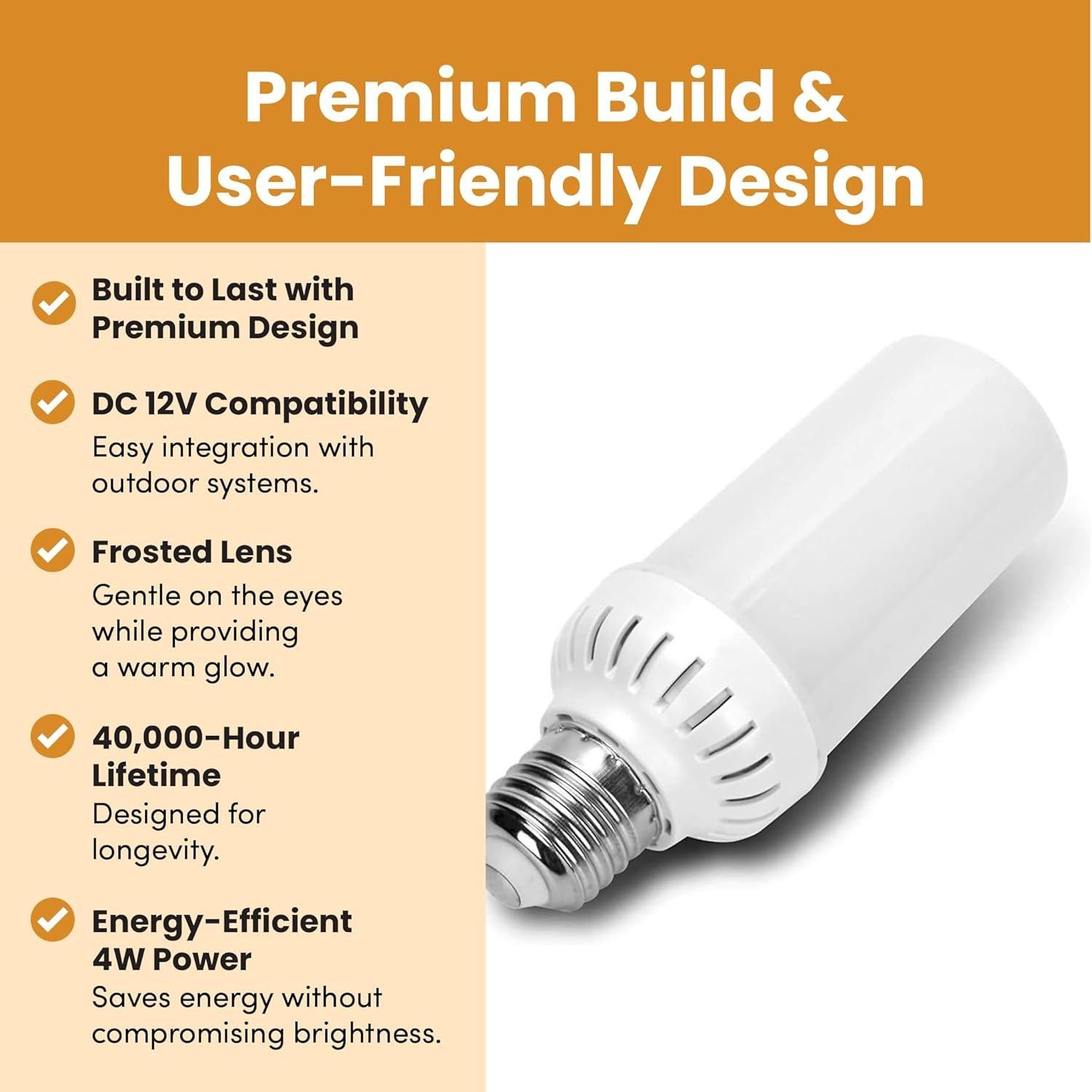Bombilla LED Efecto Llama Ámbar 12V 4W 12Vmonster E26