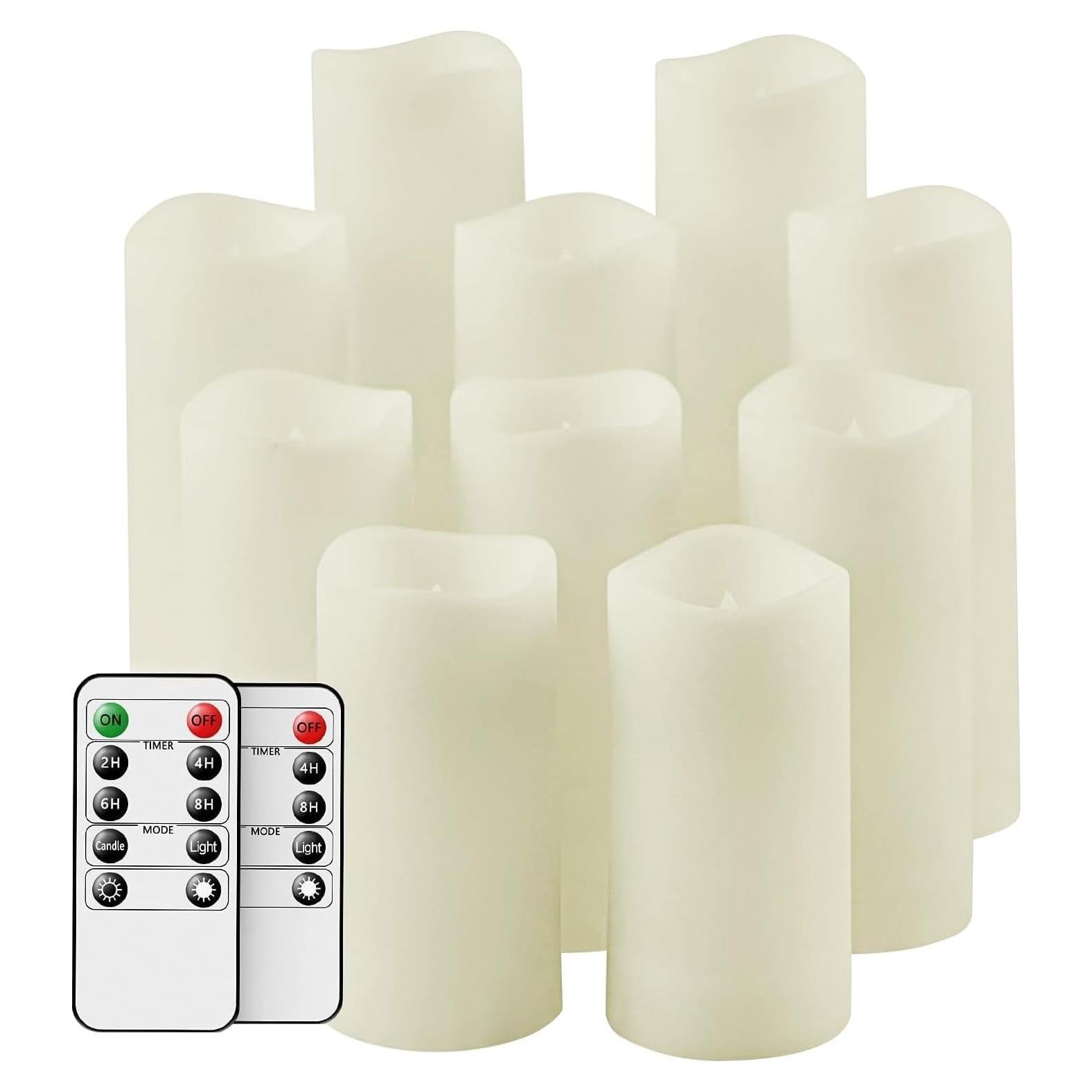 Juego de 10 Velas LED Parpadeantes Salipt - Marfil a Prueba de Agua