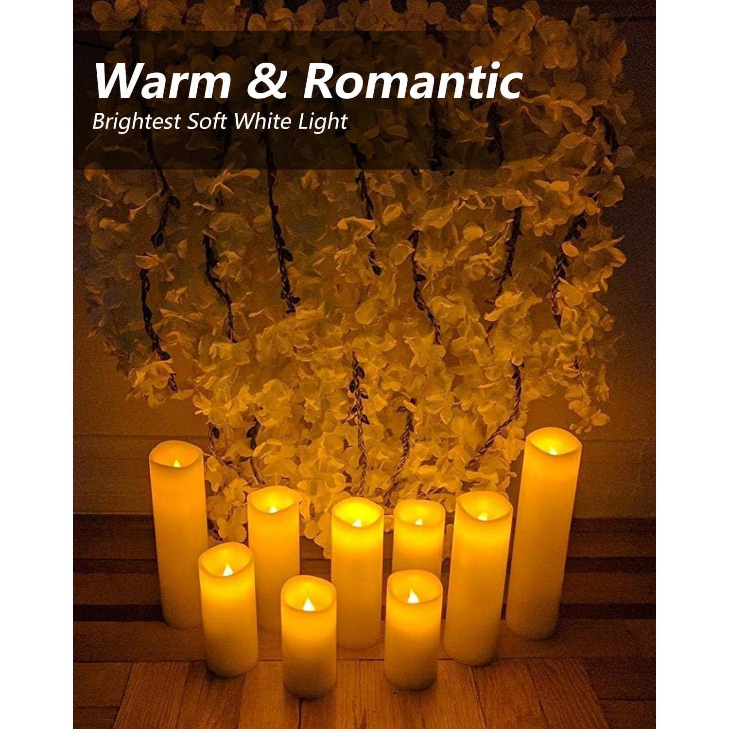 Juego de 10 Velas LED Parpadeantes Salipt - Marfil a Prueba de Agua