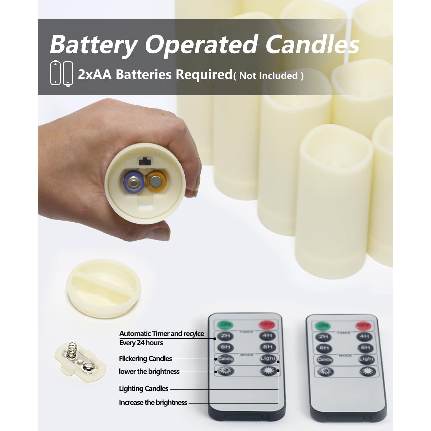 Juego de 10 Velas LED Parpadeantes Salipt - Marfil a Prueba de Agua