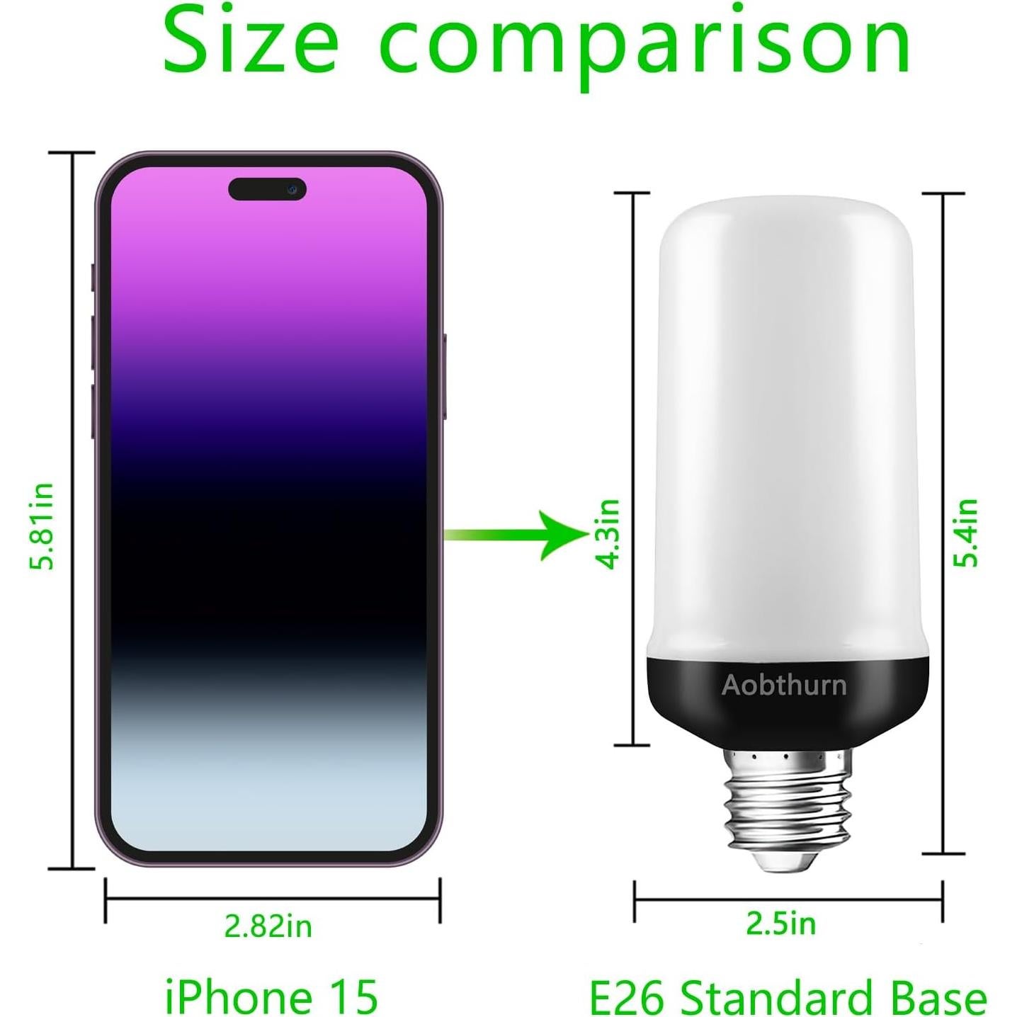 Bombilla LED E26 de Llama Verde 3W - Efecto Parpadeante 4 Modos