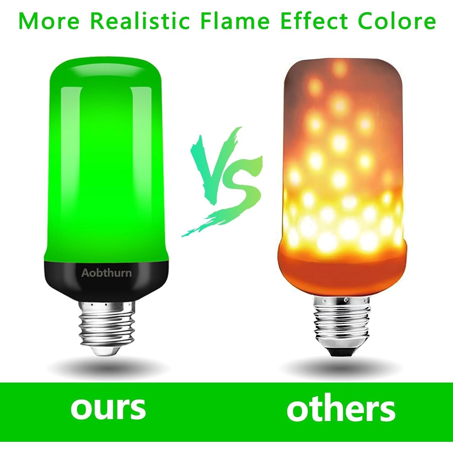 Bombilla LED E26 de Llama Verde 3W - Efecto Parpadeante 4 Modos