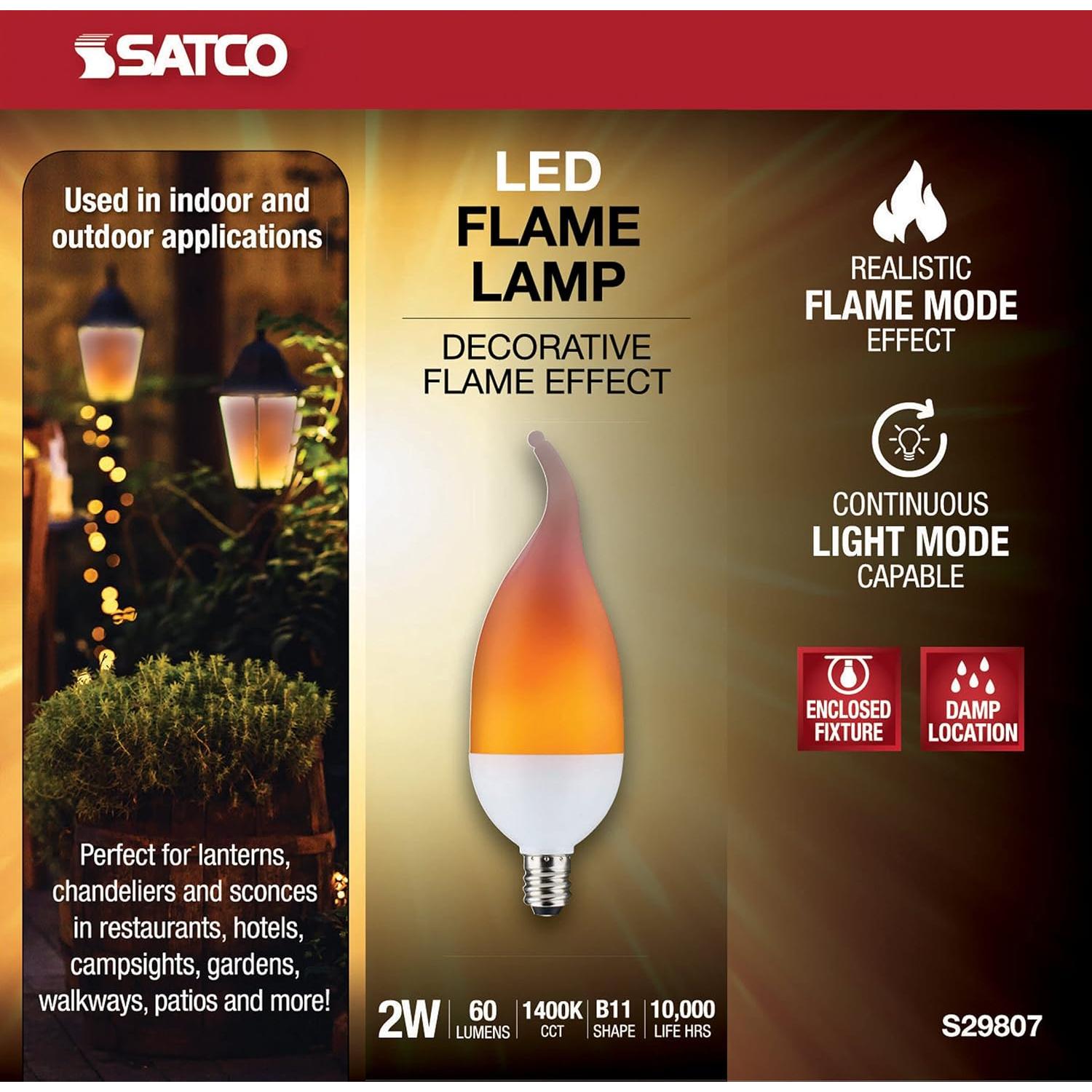 Bombilla LED Efecto Llama Satco S29807 E12 2W 60lm
