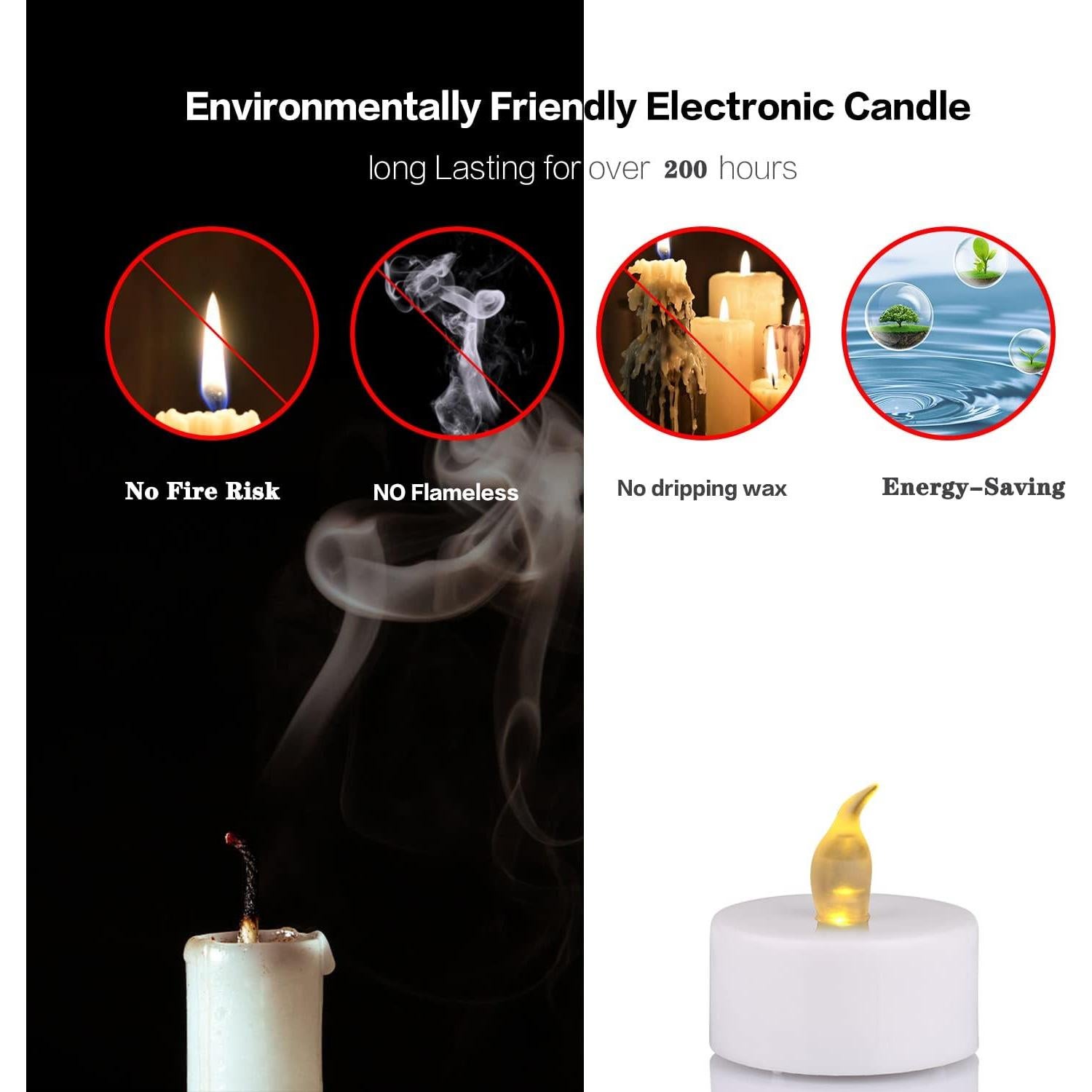 24 Velas de Té LED Sin Llama Partyreal Amarillas Cálidas