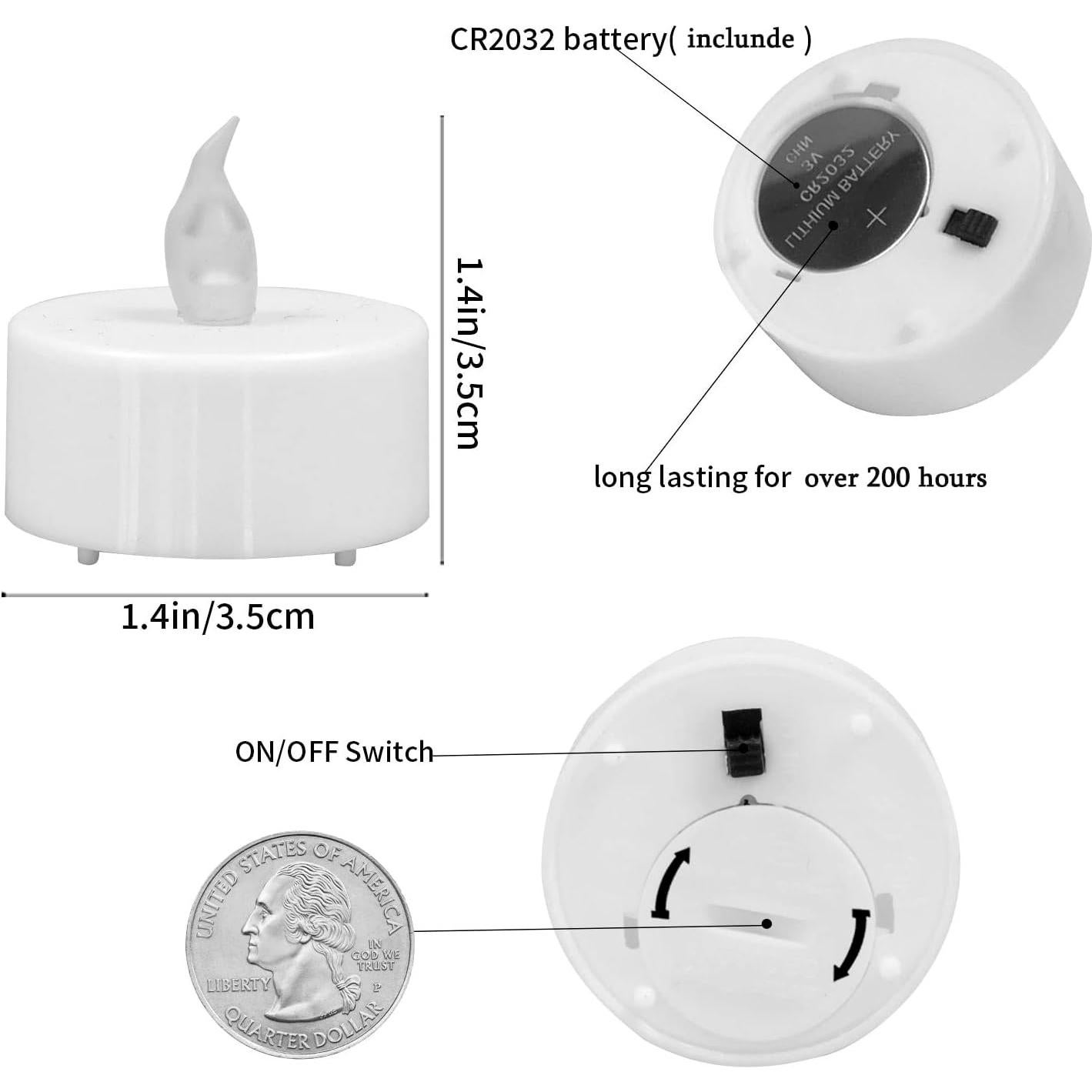 24 Velas de Té LED Sin Llama Partyreal Amarillas Cálidas