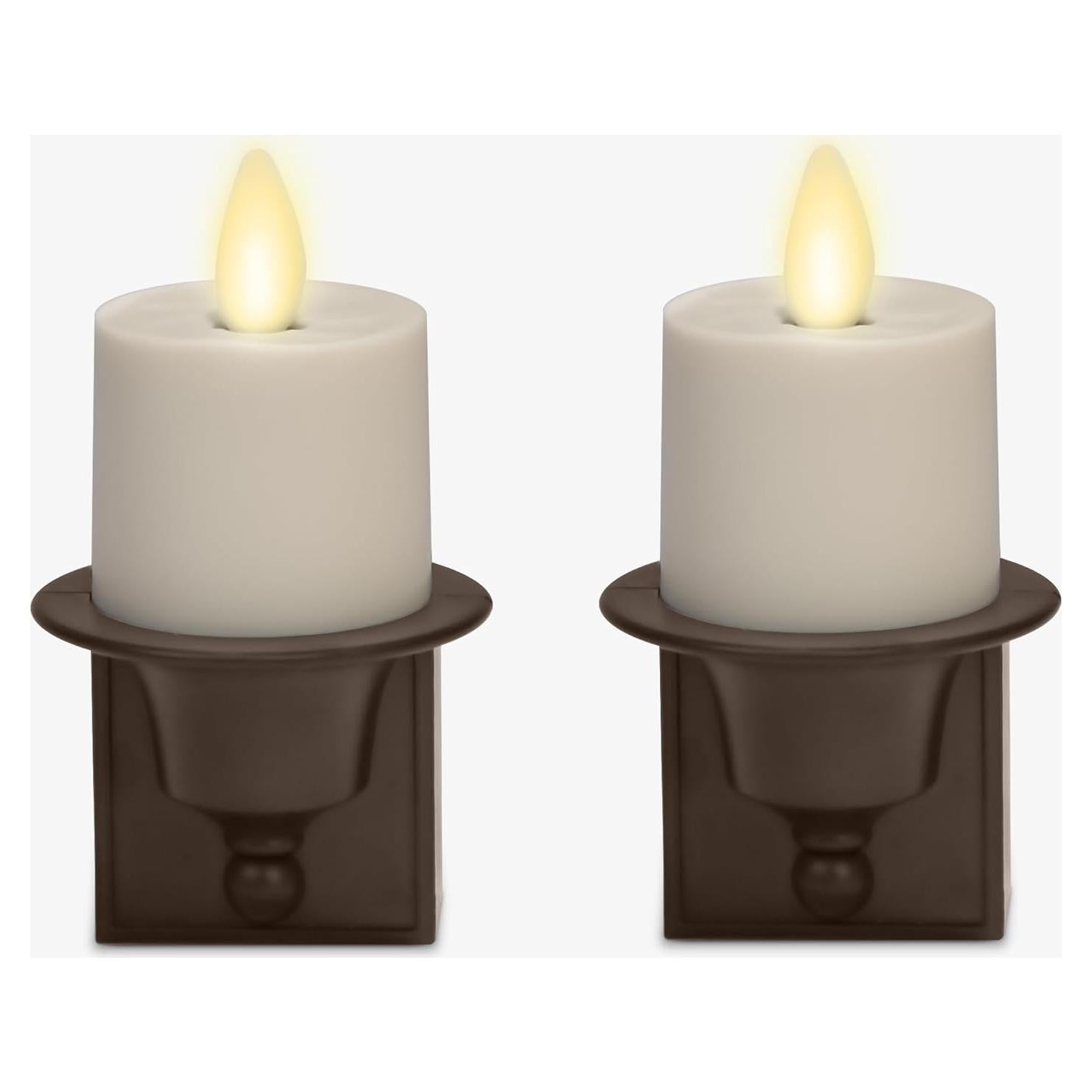 Luz Nocturna Sin Llama Luminara Bronce con Sensor Crepúsculo - Juego de 2