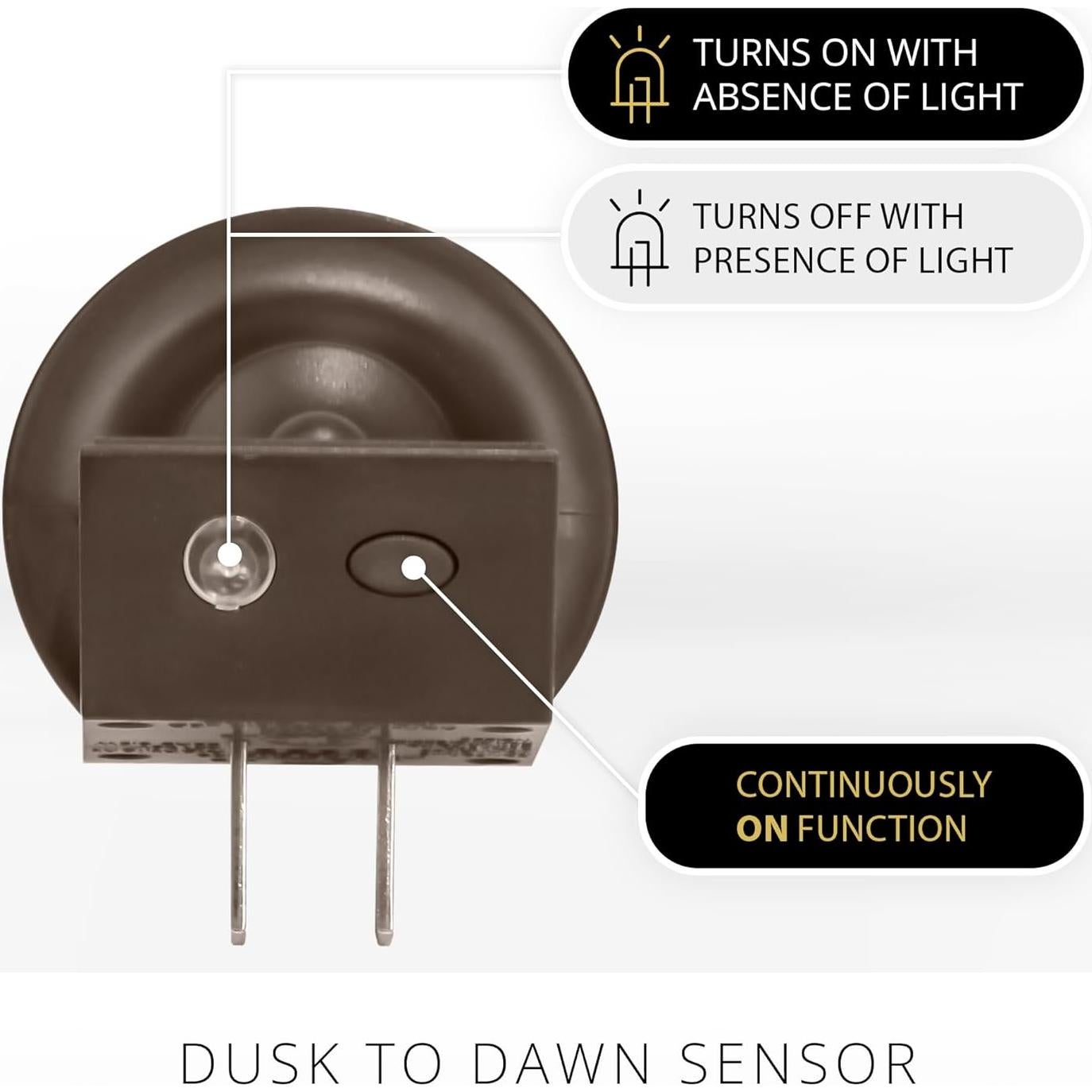 Luz Nocturna Sin Llama Luminara Bronce con Sensor Crepúsculo - Juego de 2