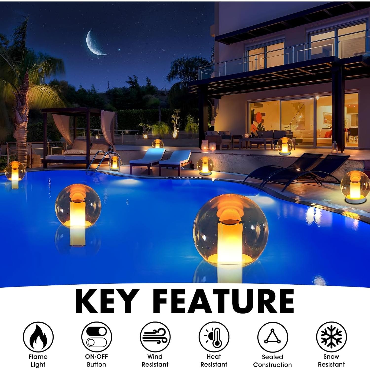 Luces Flotantes Solar LanPool 17.78 cm IP68 para Piscina (2pcs)