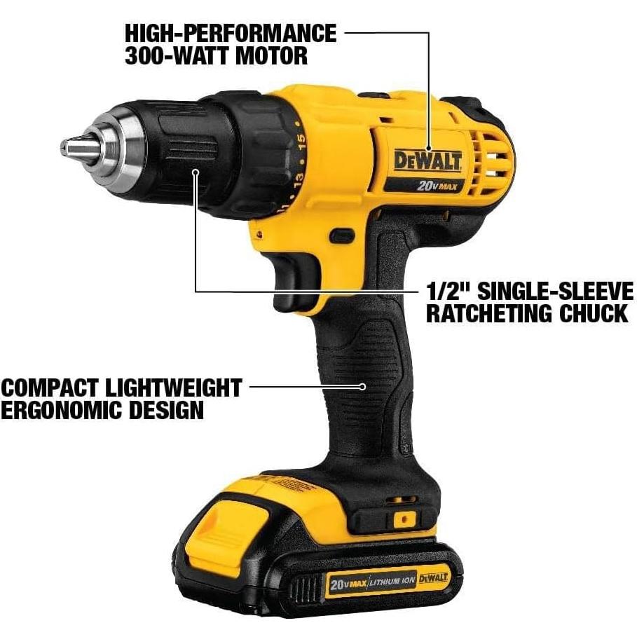 Taladro Atornillador DEWALT 20V Compacto 2 Baterías DCD771C2