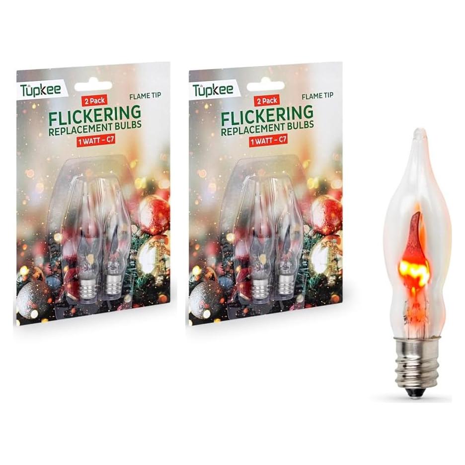 Bombilla de Llama Parpadeante Tupkee E12 Naranja 1W - Paquete de 2