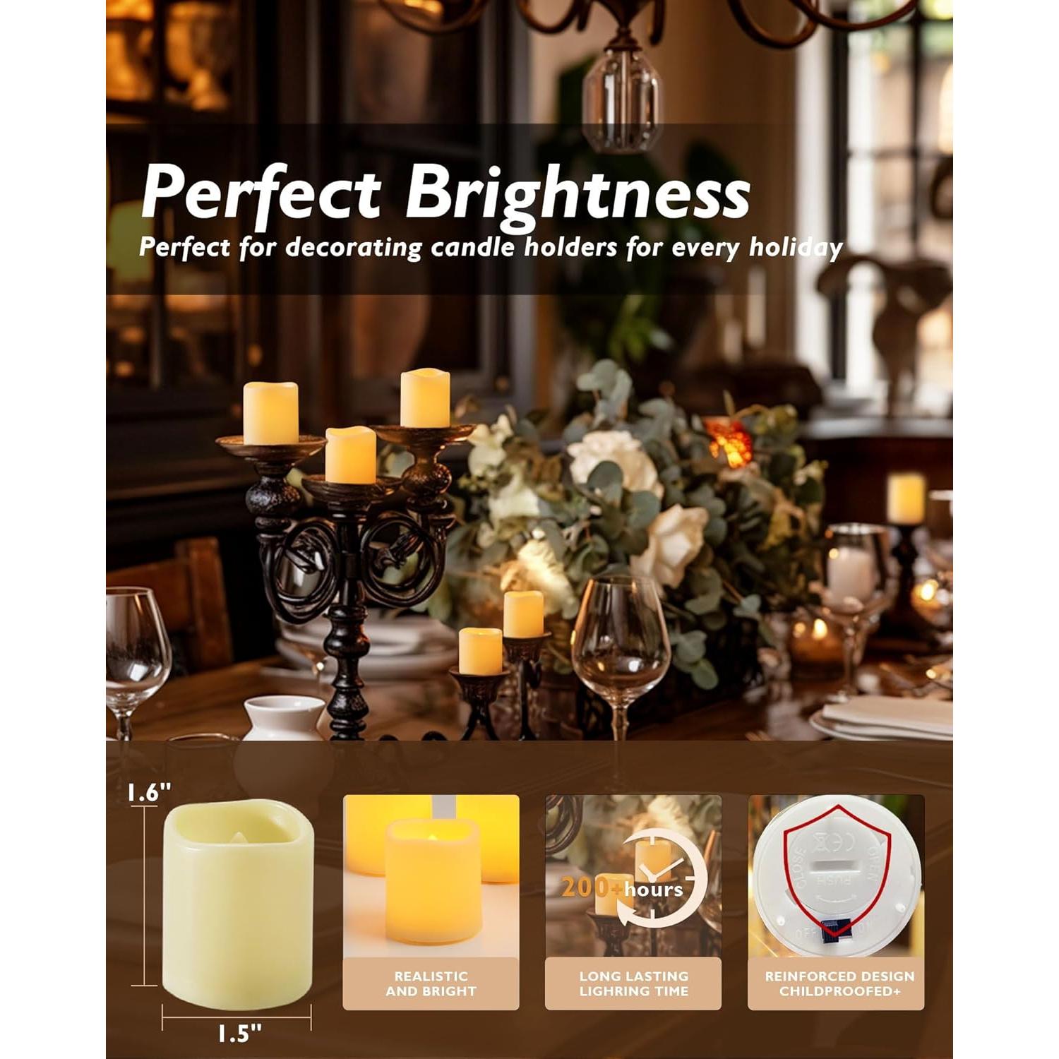 Homemory 100 Velas Votivas LED Amarillo Ámbar Sin Llama