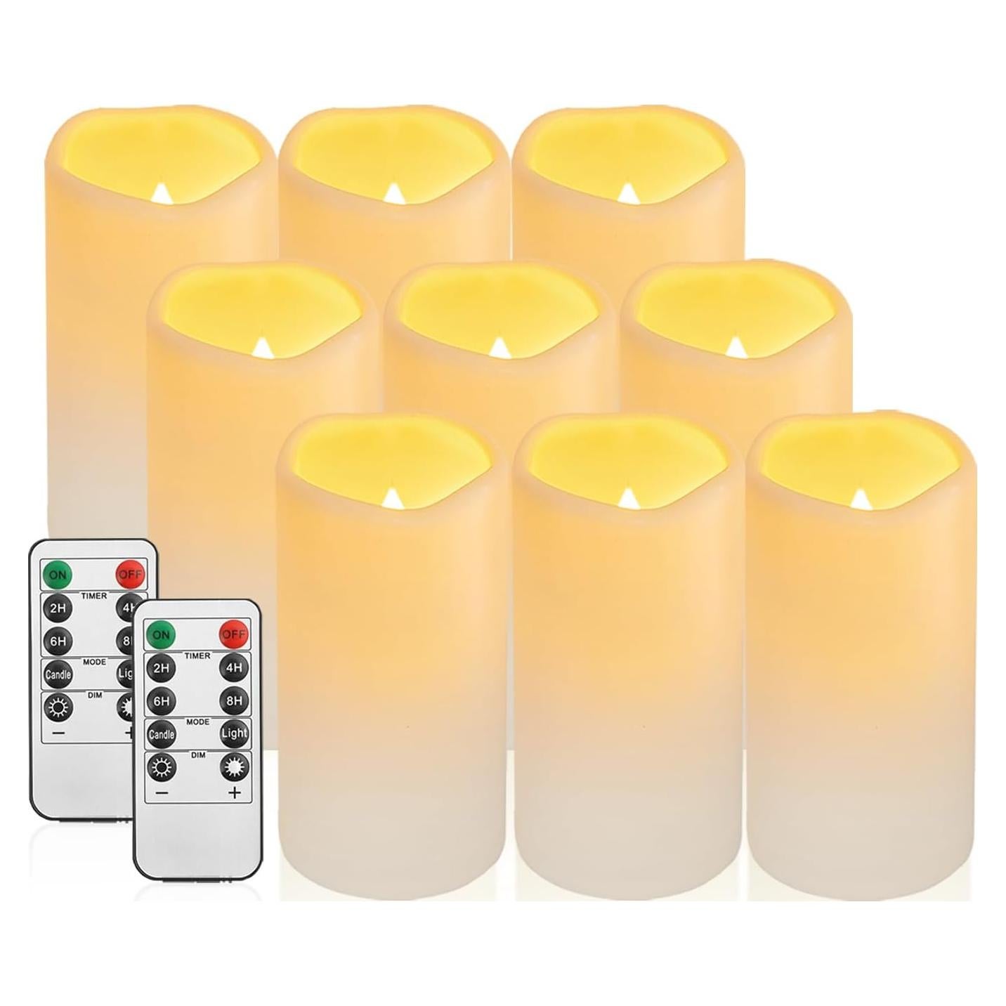 9 Velas LED Sin Llama Biyanuo para Exteriores con Control Remoto