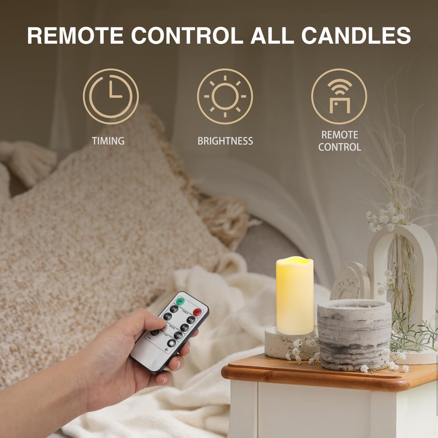 9 Velas LED Sin Llama Biyanuo para Exteriores con Control Remoto