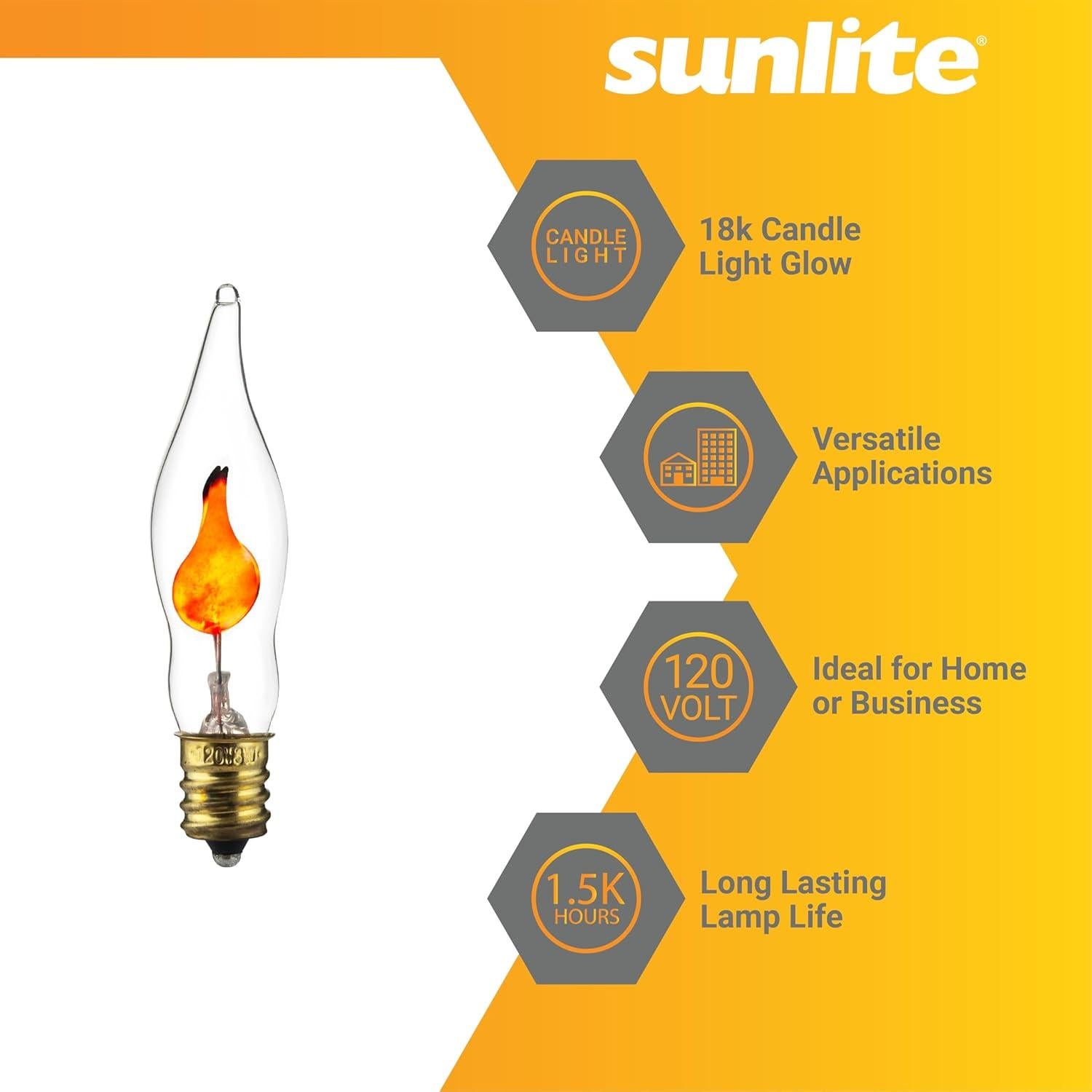 Bombilla de Candelabro Parpadeante Sunlite Petite Naranja E12 3W Paquete 12