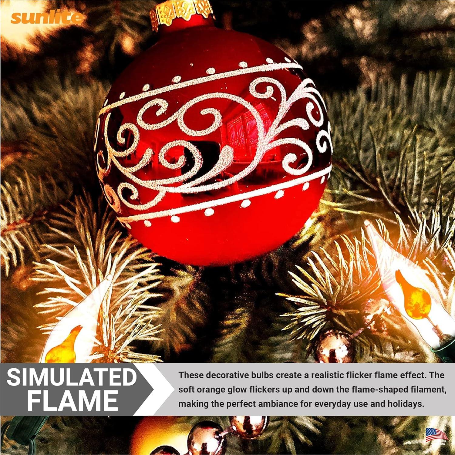 Bombilla de Candelabro Parpadeante Sunlite Petite Naranja E12 3W Paquete 12