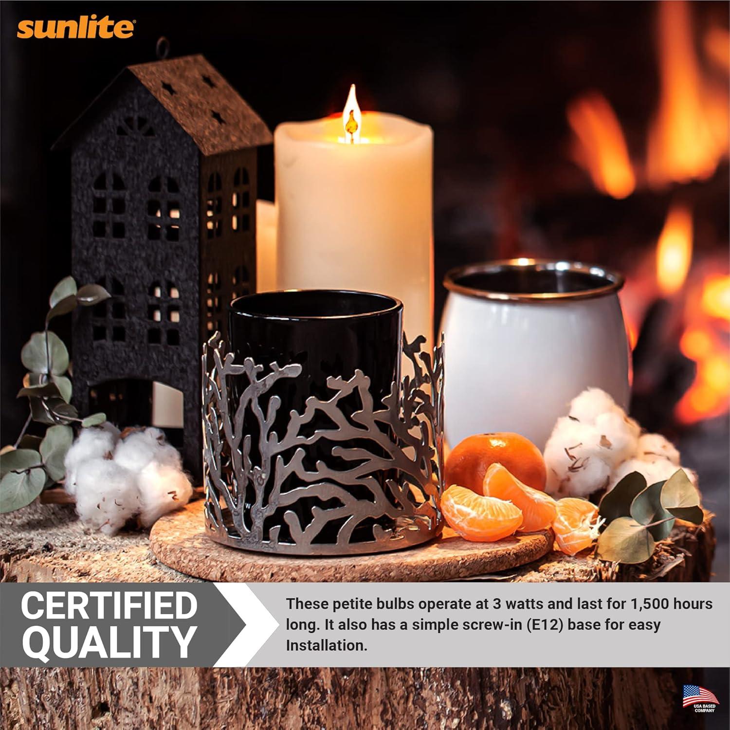 Bombilla de Candelabro Parpadeante Sunlite Petite Naranja E12 3W Paquete 12