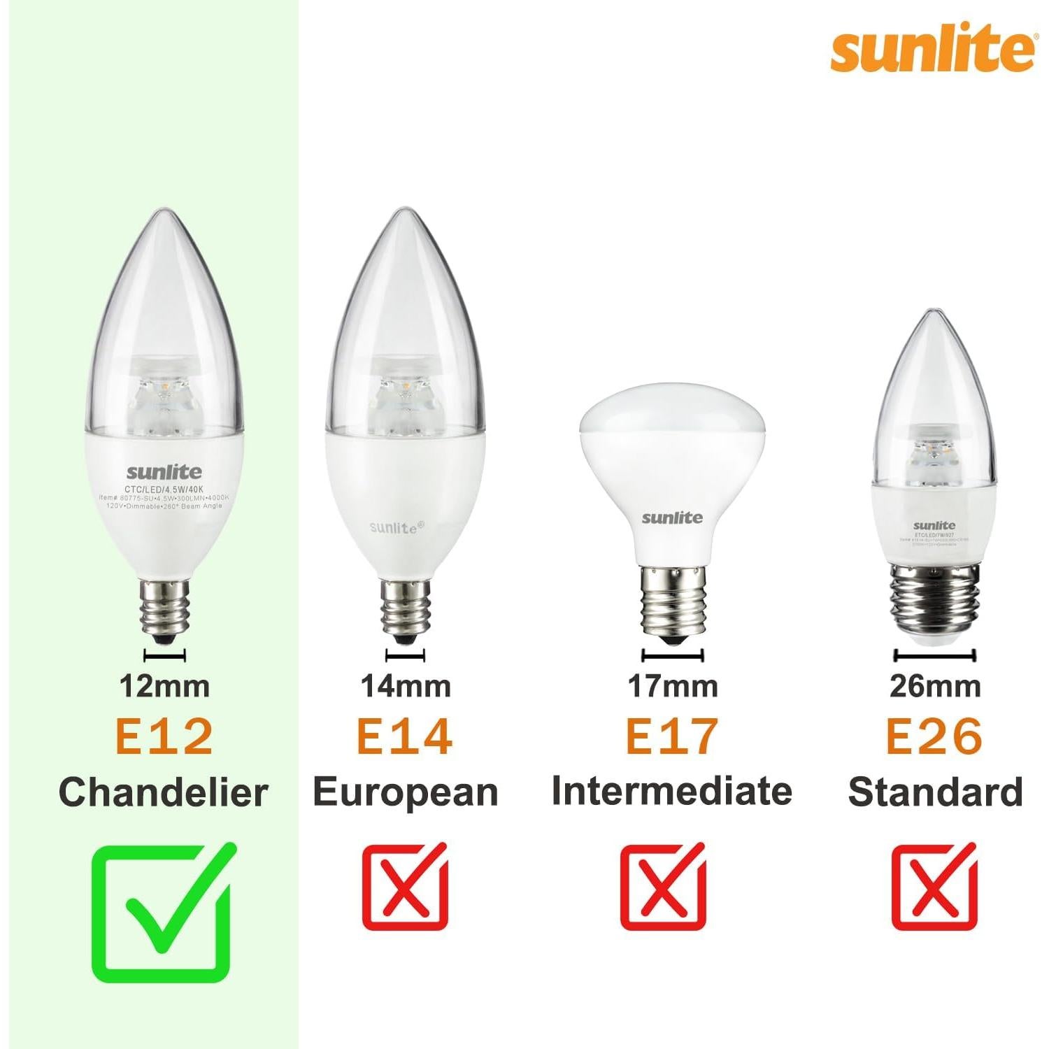 Bombilla de Candelabro Parpadeante Sunlite Petite Naranja E12 3W Paquete 12