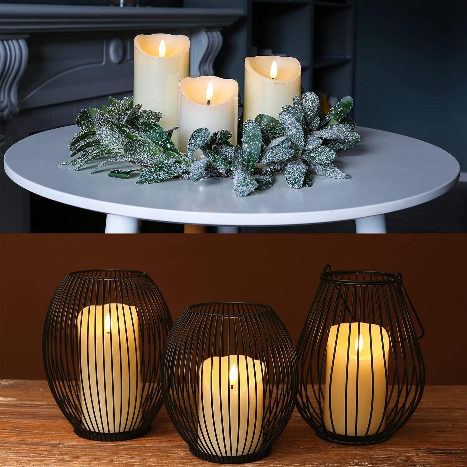 Set de 3 Velas LED Sin Llama LUSHARBOR Marfil con Control Remoto