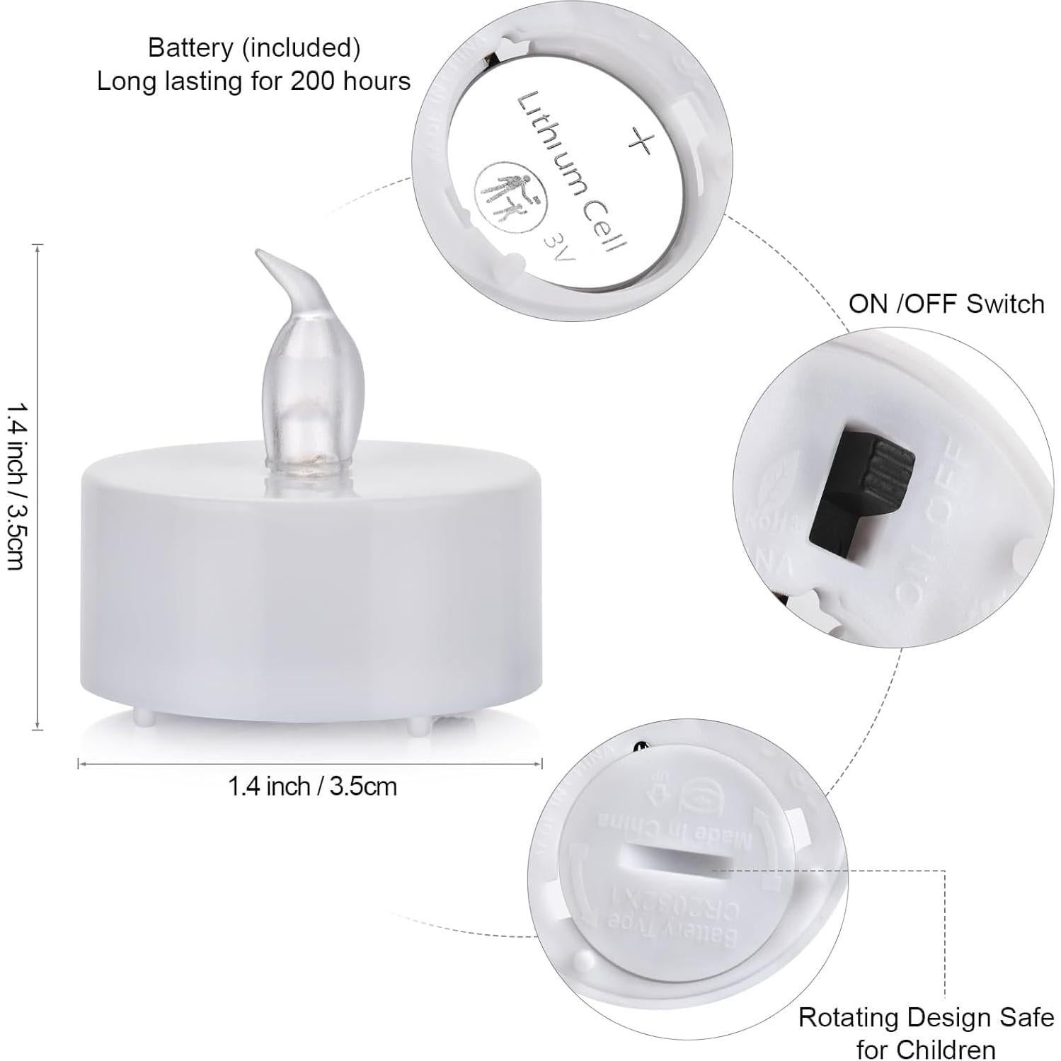 Velas LED sin llama Nancia 100PACK - 200 horas blancas cálidas