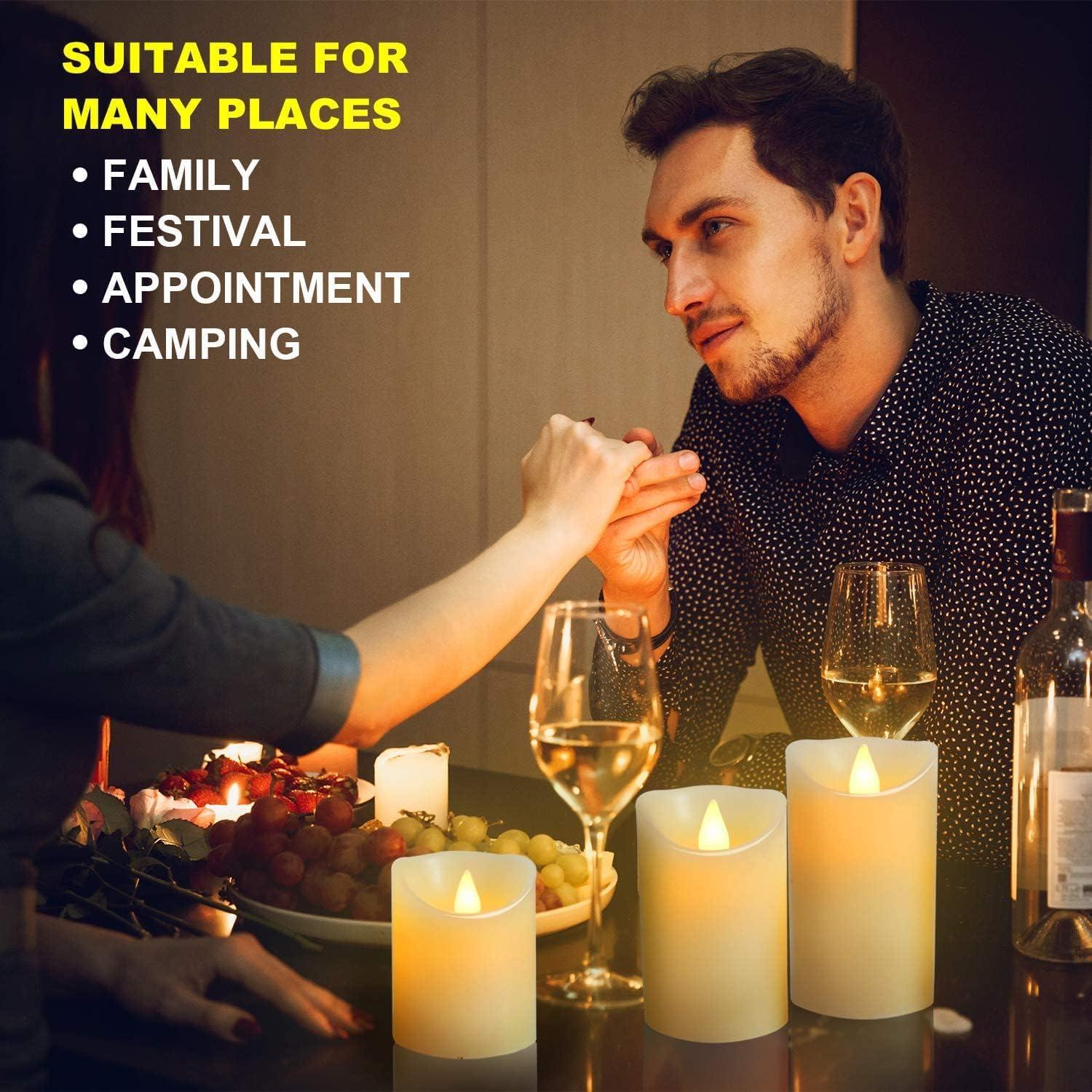 Velas LED Sin Llama Marfil 3pack con Control Remoto y Temporizador