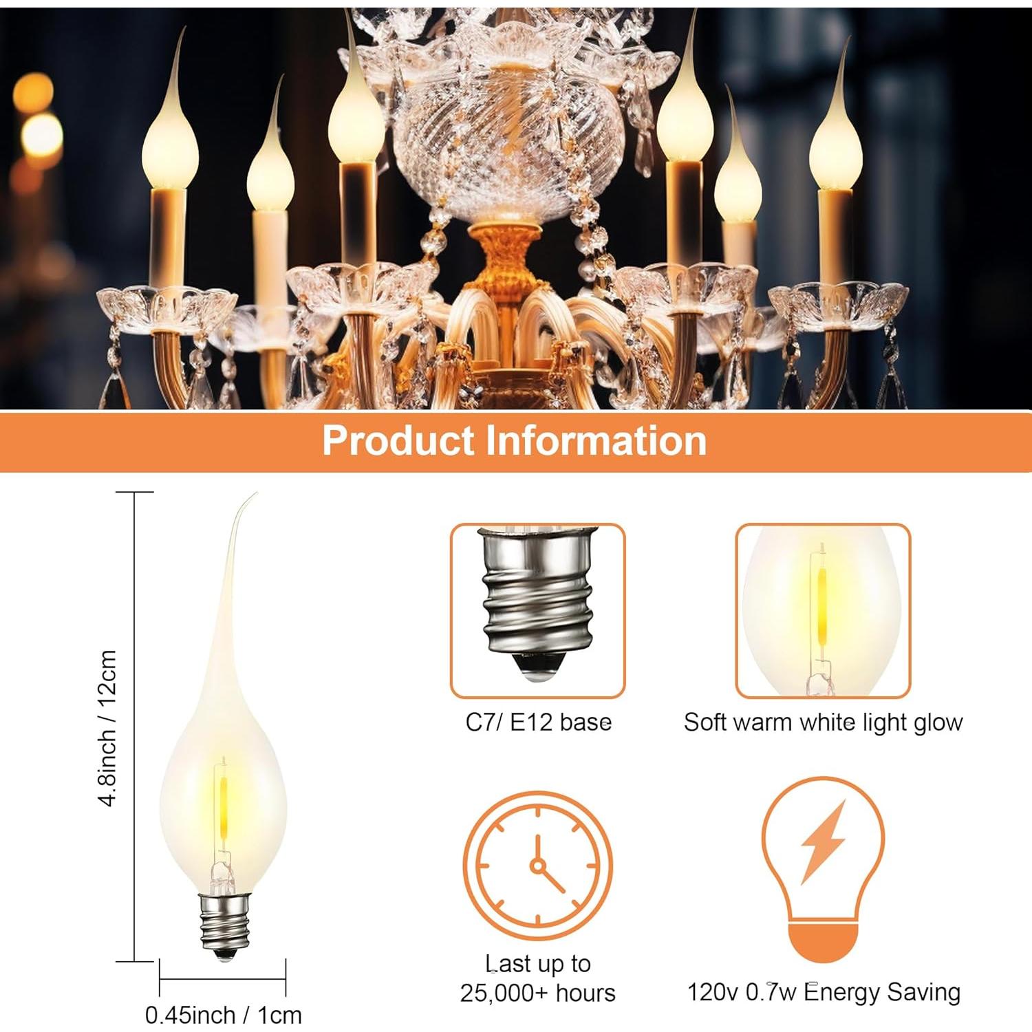 Bombillas LED de Vela de Silicona Meonum 12 Pcs E12 120V