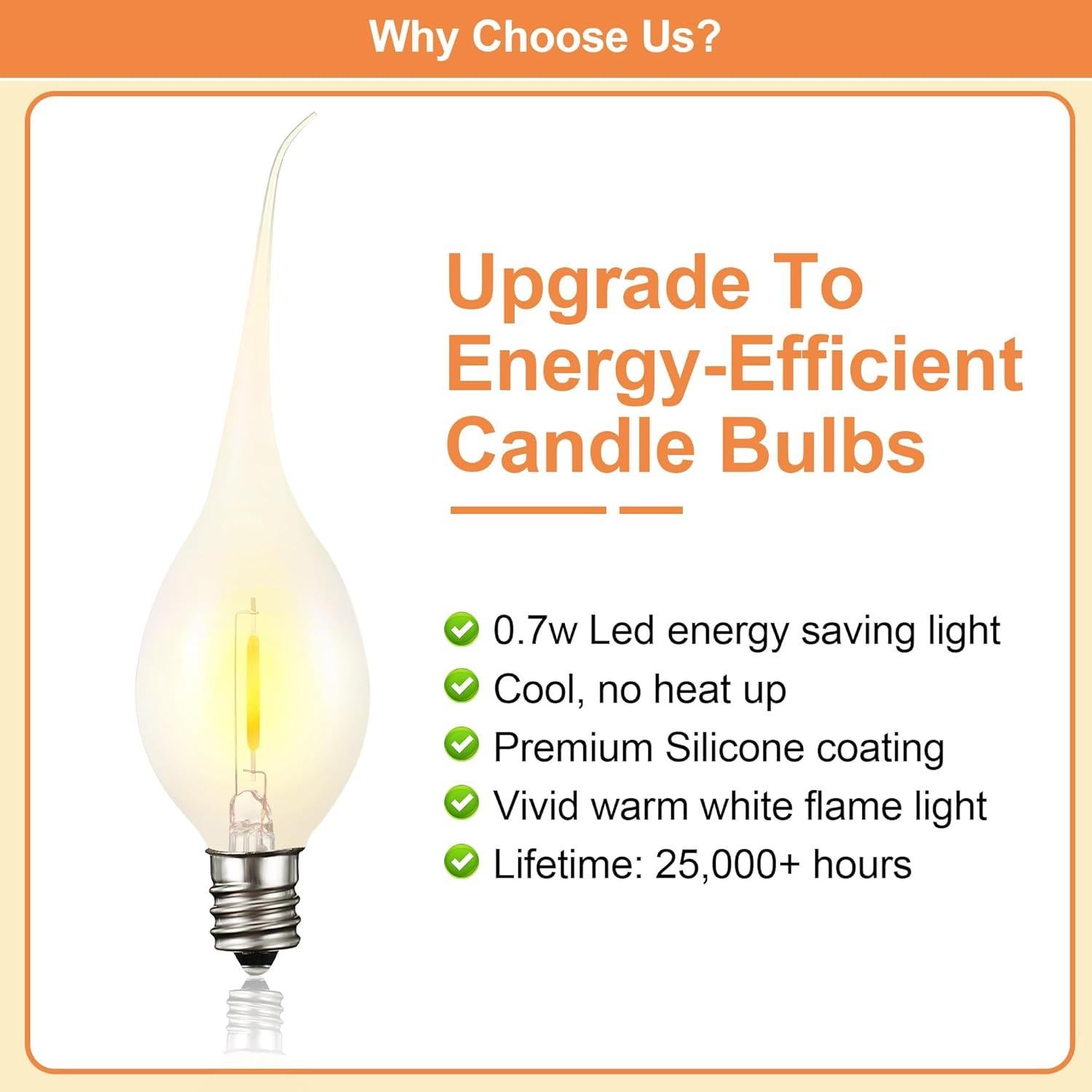 Bombillas LED de Vela de Silicona Meonum 12 Pcs E12 120V