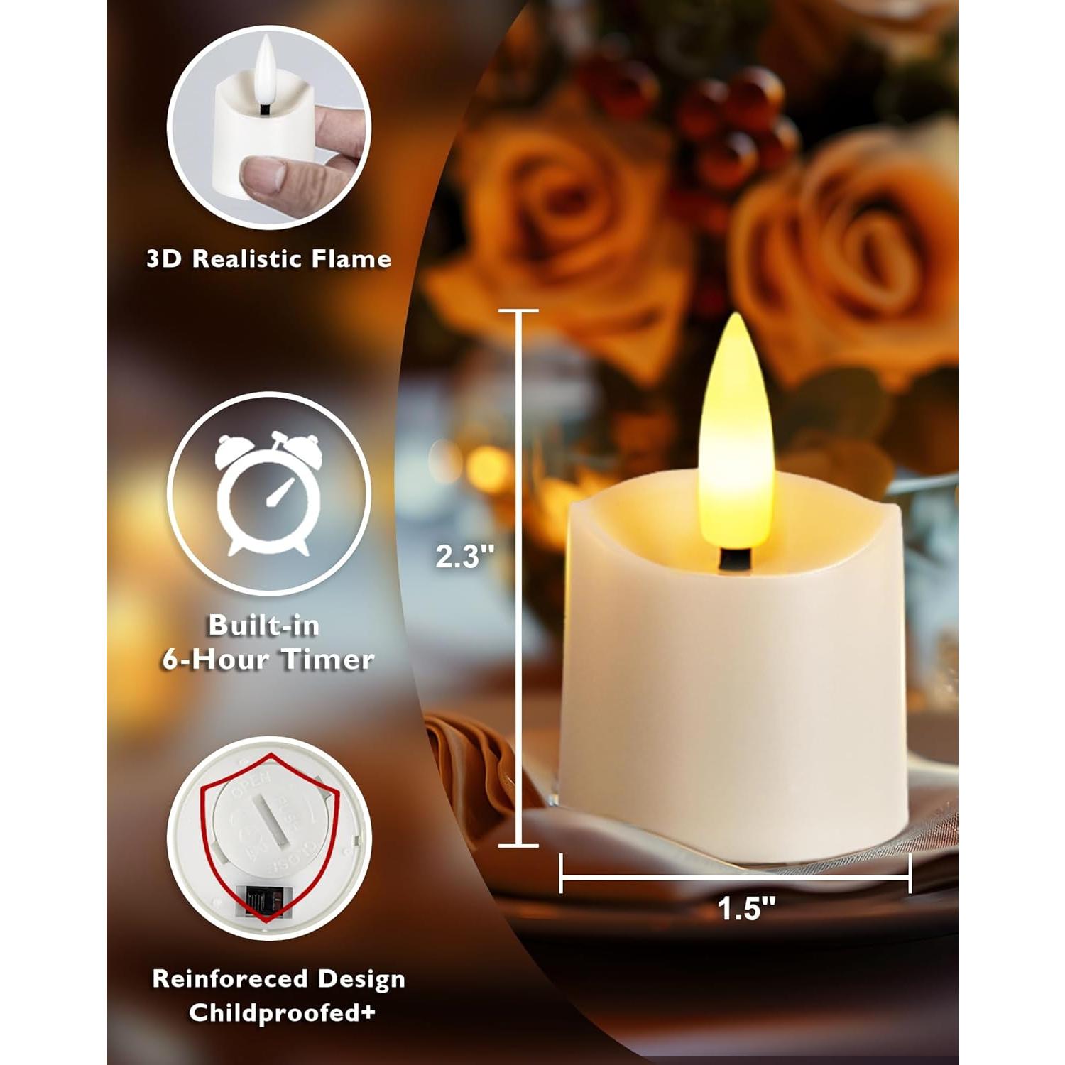 Homemory 12 Velas LED Sin Llama con Temporizador - Blanca