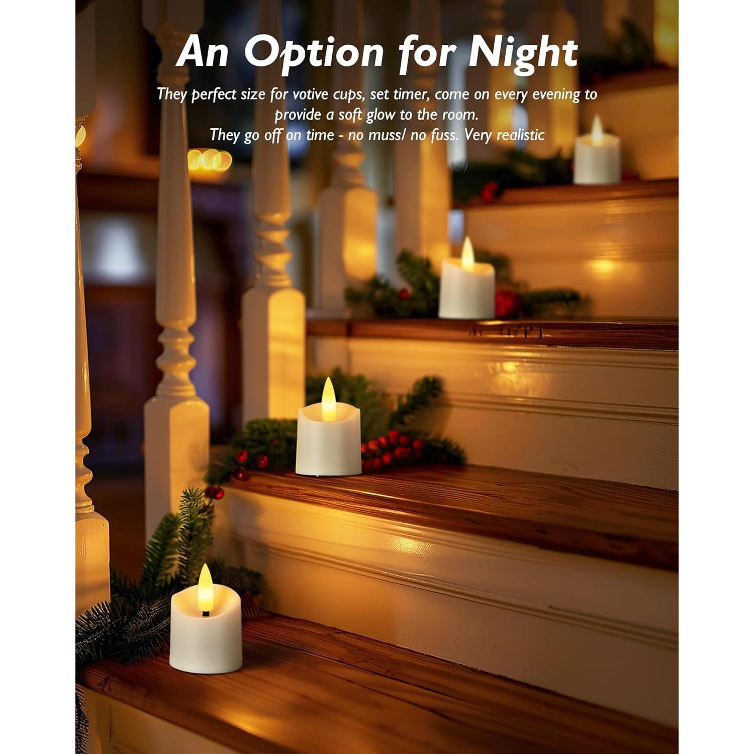 Homemory 12 Velas LED Sin Llama con Temporizador - Blanca