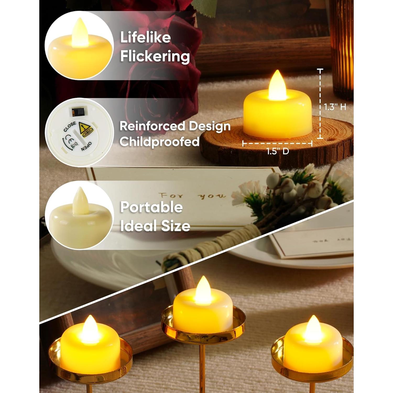 Velas LED Remotas Amagic 24 Piezas Marfil con Temporizador