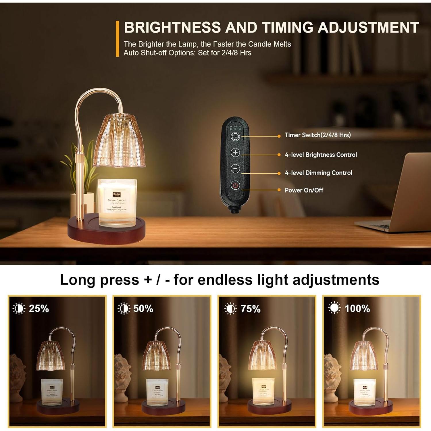 Lámpara Calentadora de Velas TOACSUCP Caoba Ajustable 3 Bombillas