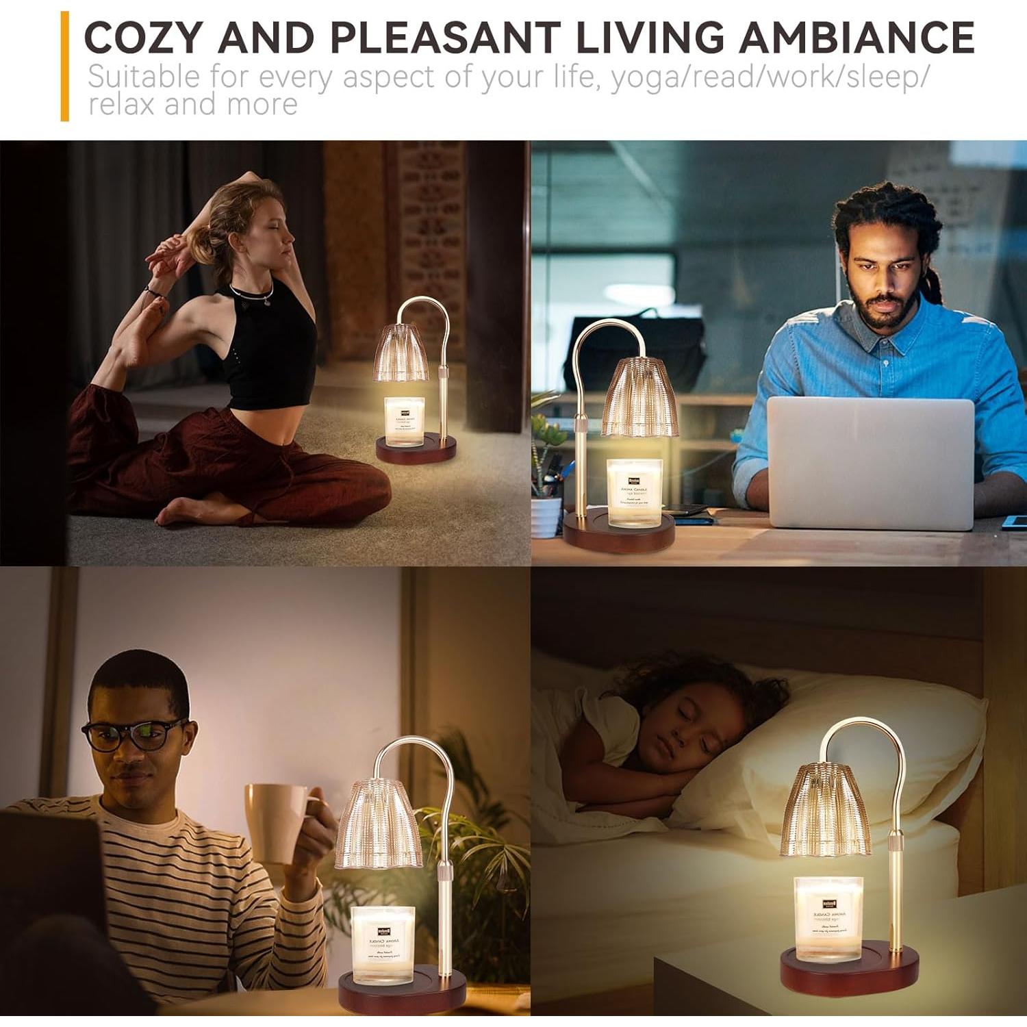 Lámpara Calentadora de Velas TOACSUCP Caoba Ajustable 3 Bombillas