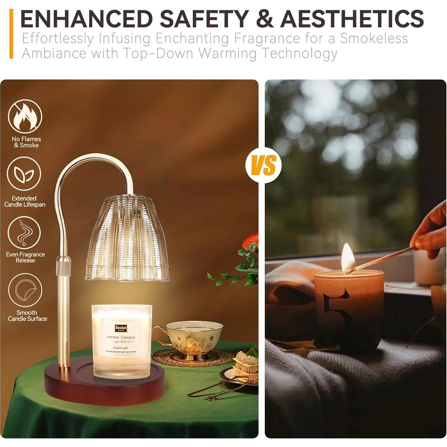 Lámpara Calentadora de Velas TOACSUCP Caoba Ajustable 3 Bombillas