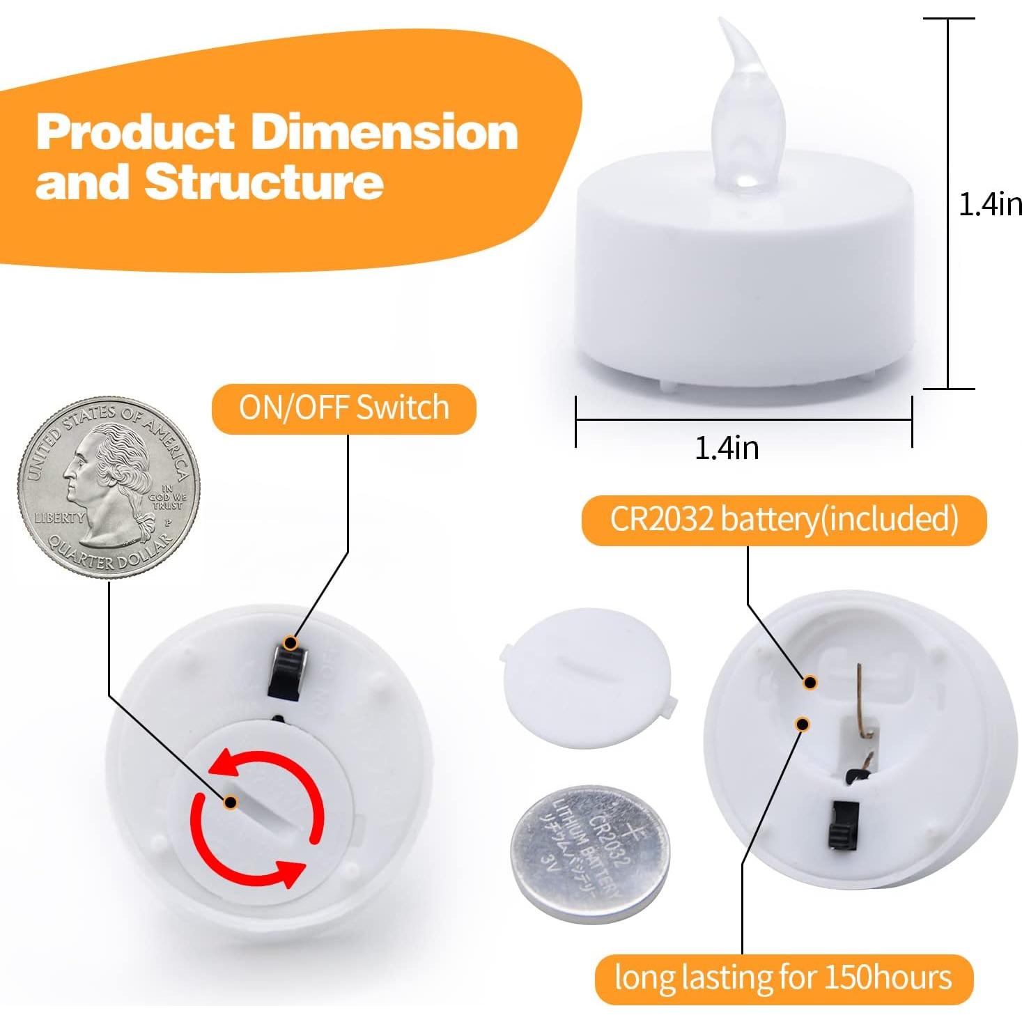 Luces de Té LED KOABY Amarillo Cálido 50 Piezas Parpadeantes