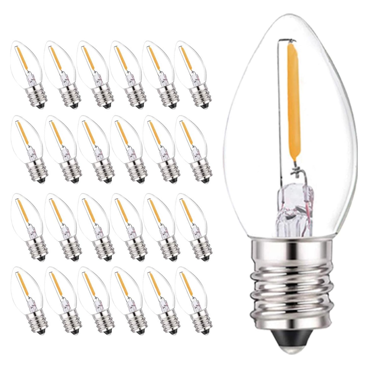 Bombillas LED C7 Genixgreen 25 Pzas E12 0.5W Luz Cálida