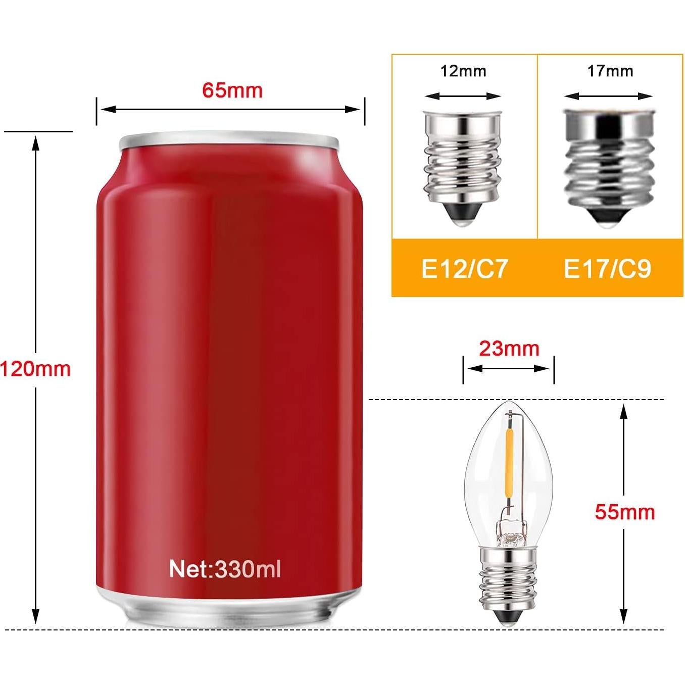 Bombillas LED C7 Genixgreen 25 Pzas E12 0.5W Luz Cálida