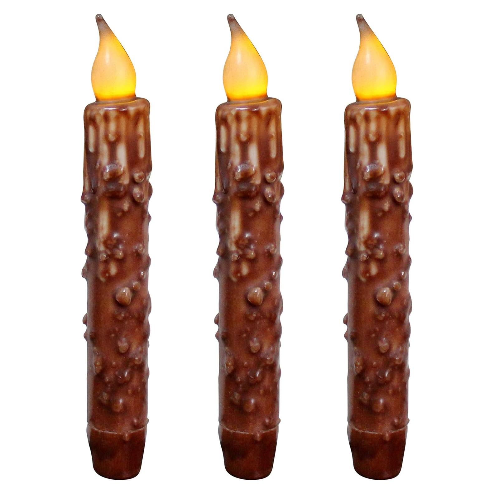 Velas Taper LED CVHOMEDECO 17.1 cm Sin Llama 3 PZS Café