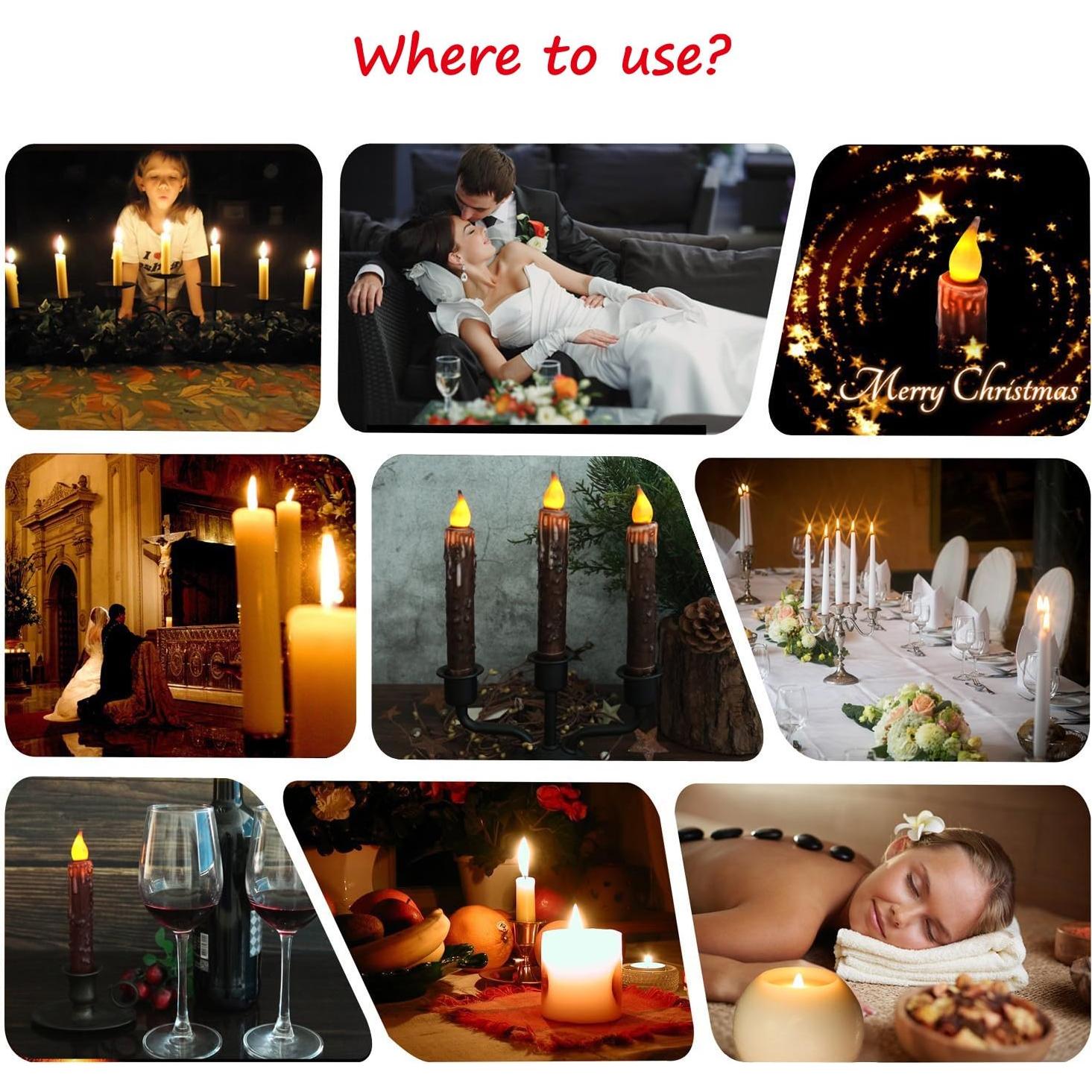 Velas Taper LED CVHOMEDECO 17.1 cm Sin Llama 3 PZS Café