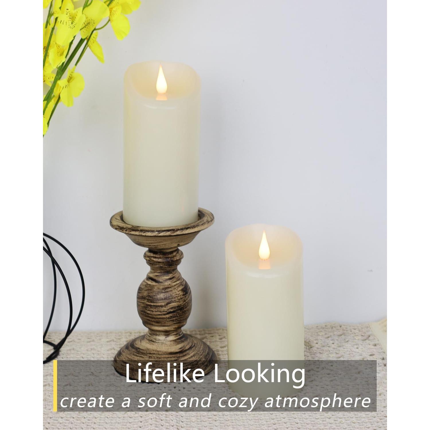 Set de 3 Velas LED Sin Llama TECHLONG 3D Marfil 5-7"