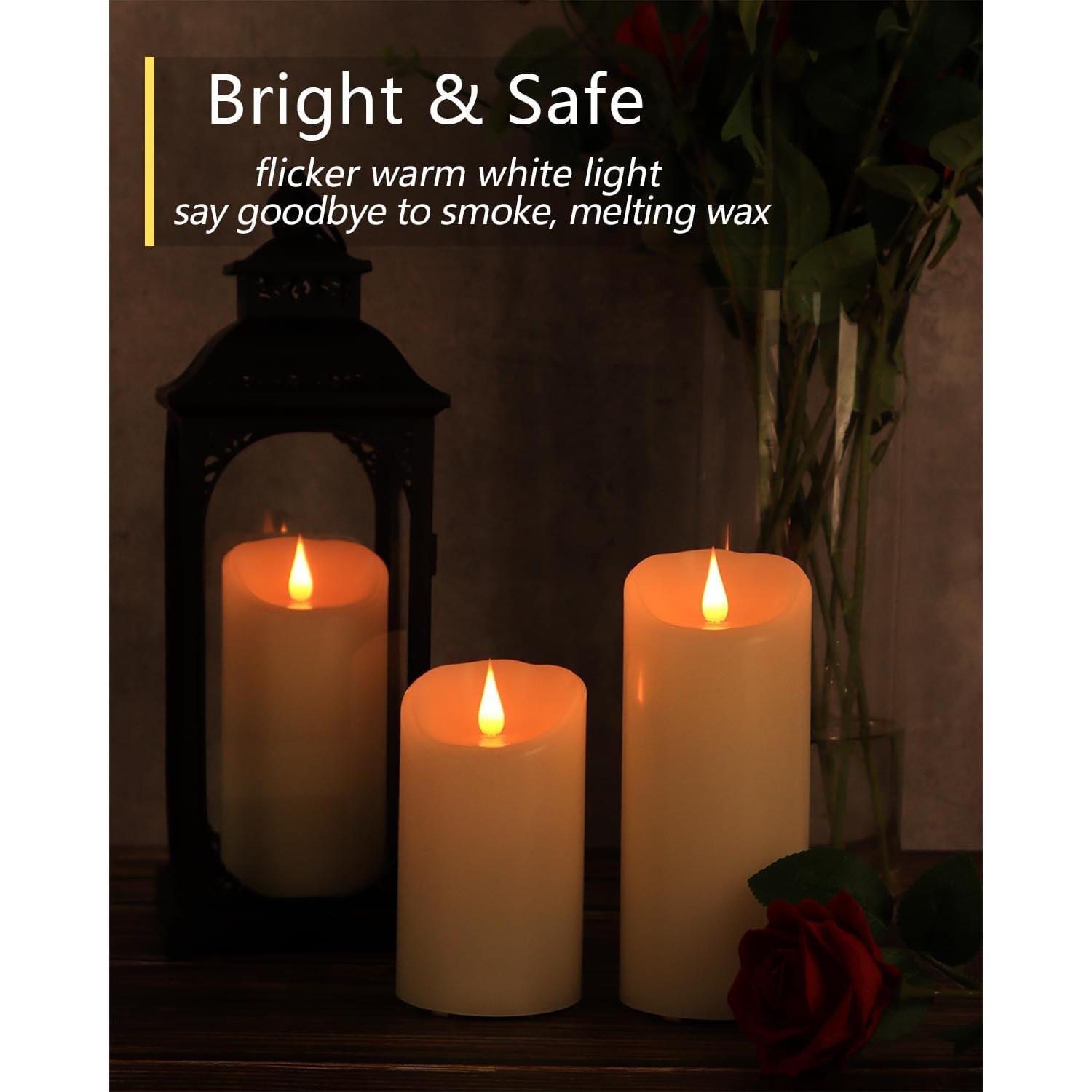 Set de 3 Velas LED Sin Llama TECHLONG 3D Marfil 5-7"