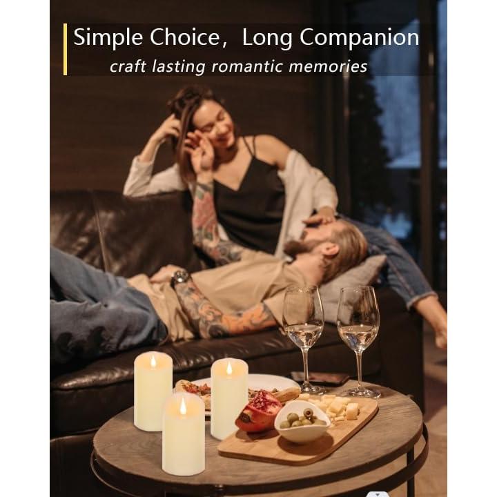 Set de 3 Velas LED Sin Llama TECHLONG 3D Marfil 5-7"