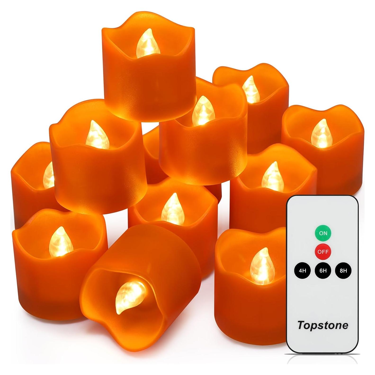 Velas LED Tealight Naranja Topstone con Temporizador y Control Remoto