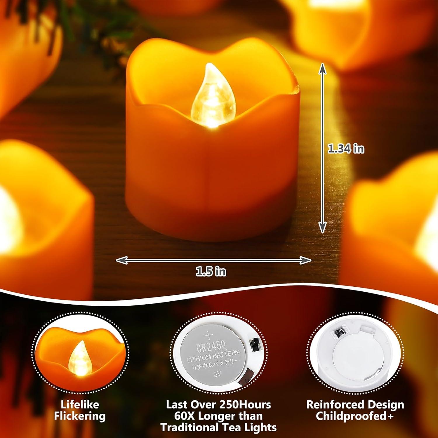 Velas LED Tealight Naranja Topstone con Temporizador y Control Remoto